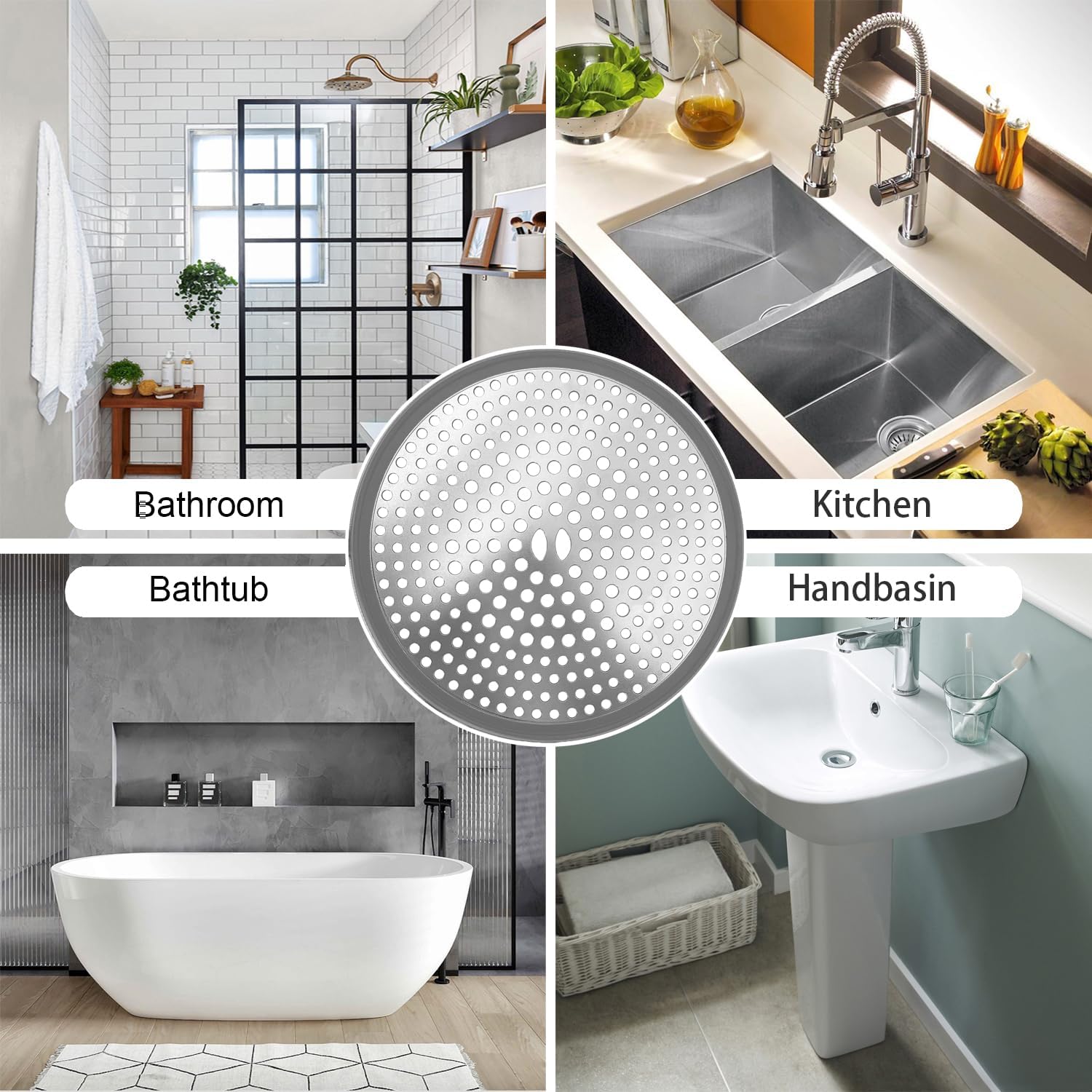 TTRWIN Drain Hair Catcher 304 Stainless Steel Anti-Slip Silicone