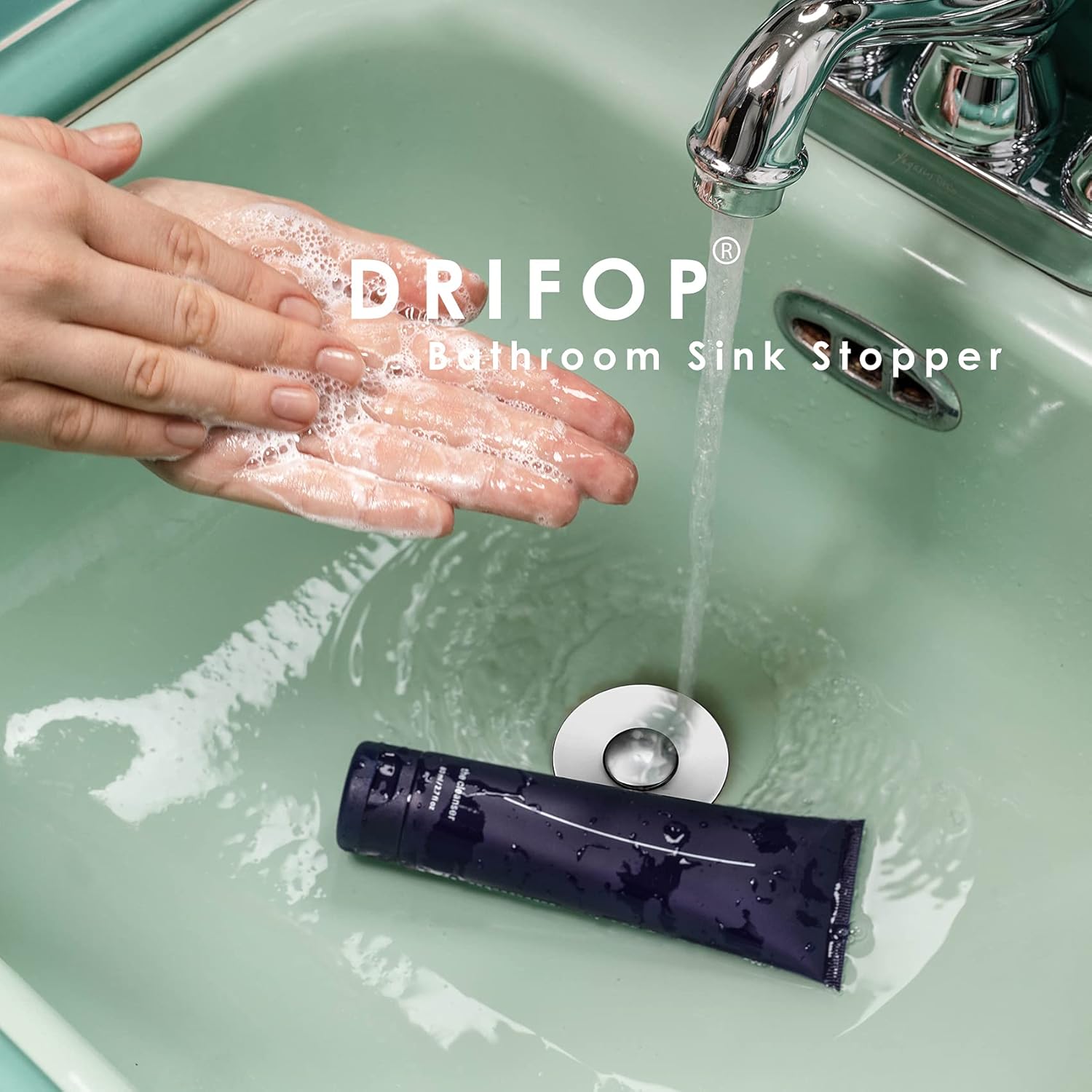 Drifop Universal Sink Stopper with Hair Catcher Silver 11-15 Inch