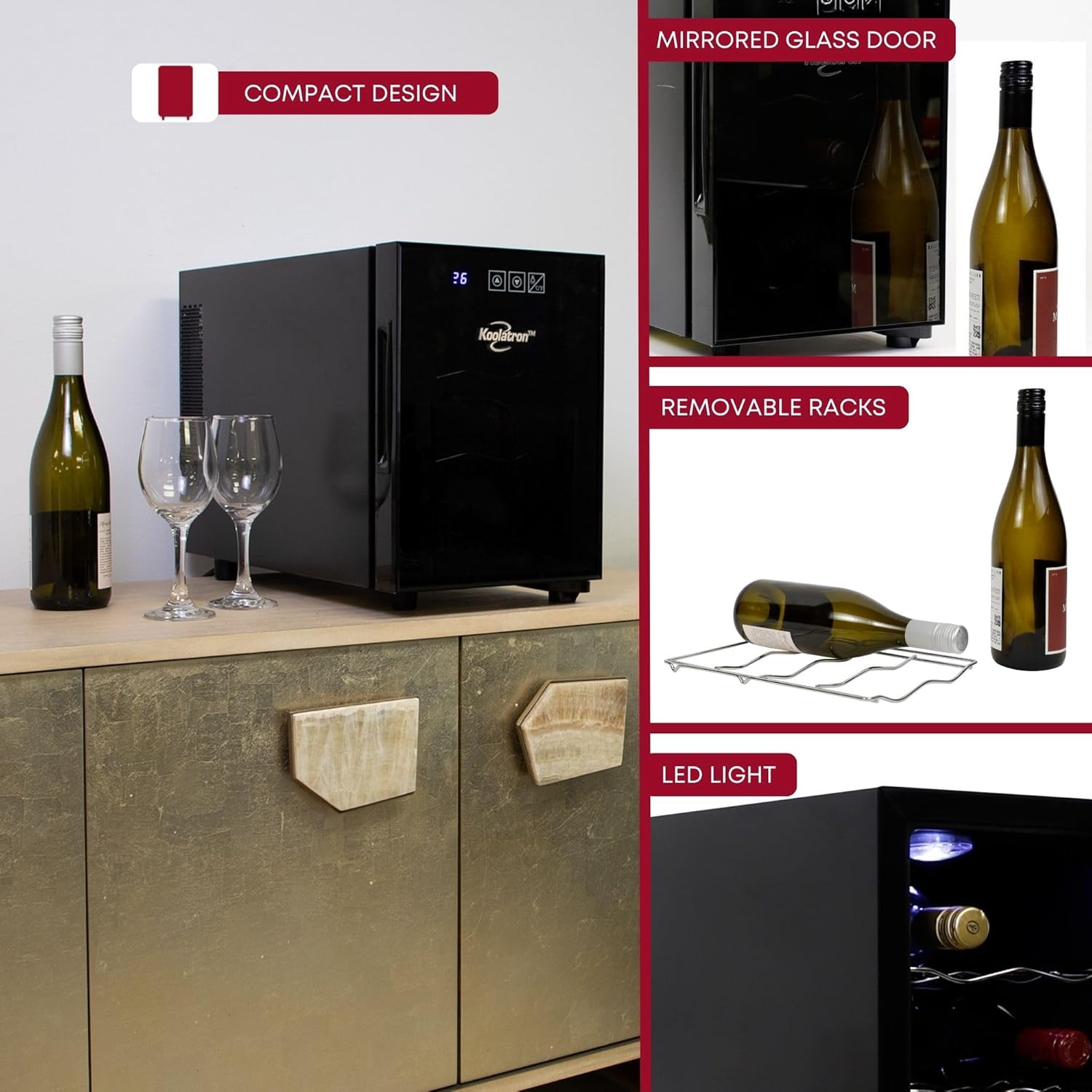Koolatron 6 Bottle Wine Cooler with UV Glass Door