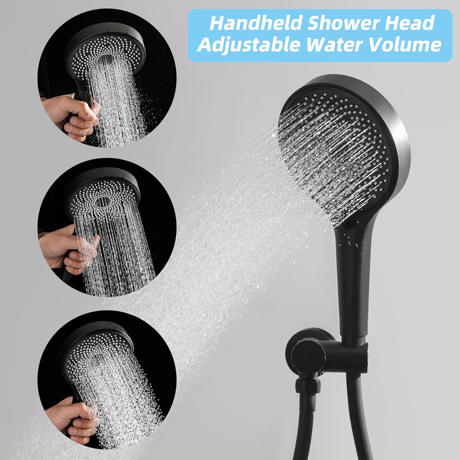 Rainfall Shower System with Handheld Hose and Trim - Matte Black