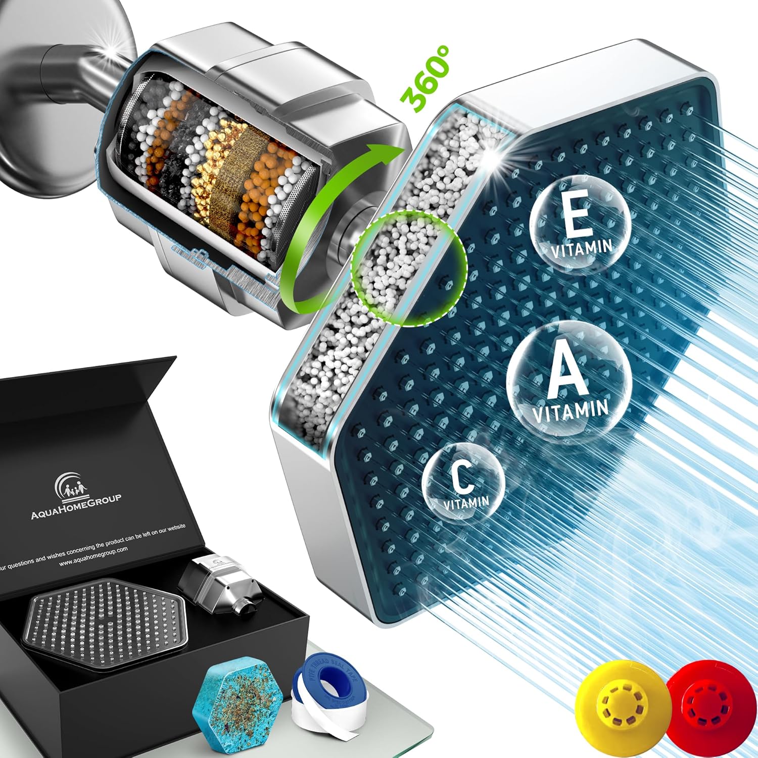 AquaHomeGroup Luxury Shower Head Filter Set