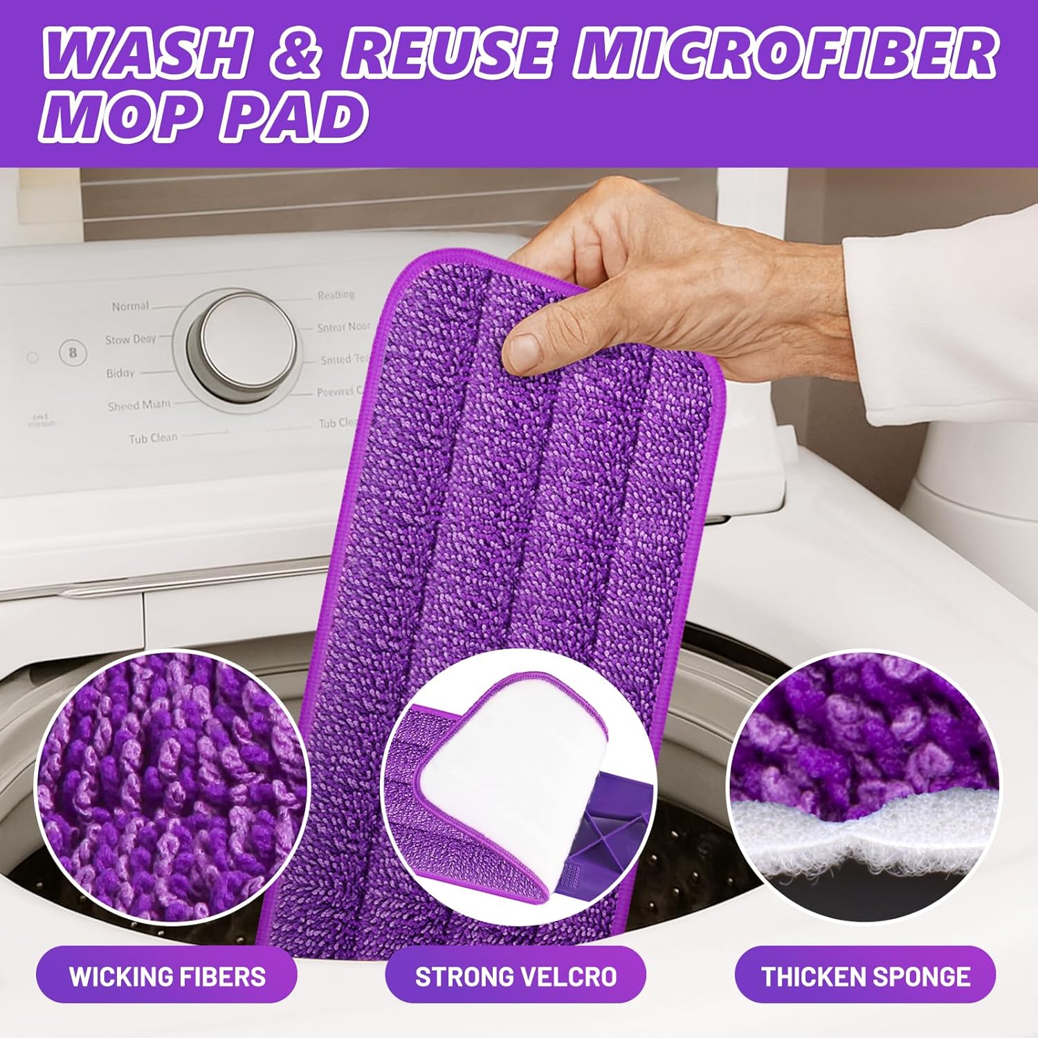 HOMTOYOU Spray Mop with 3 Microfiber Pads