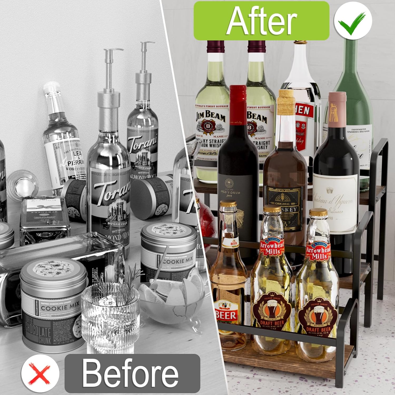 3-Tier Coffee Syrup Rack with 12-Bottle Capacity