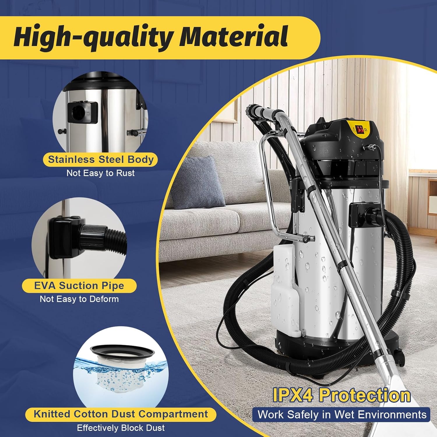 Commercial Carpet Cleaner 1000W 3 in 1 Wet Dry Portable