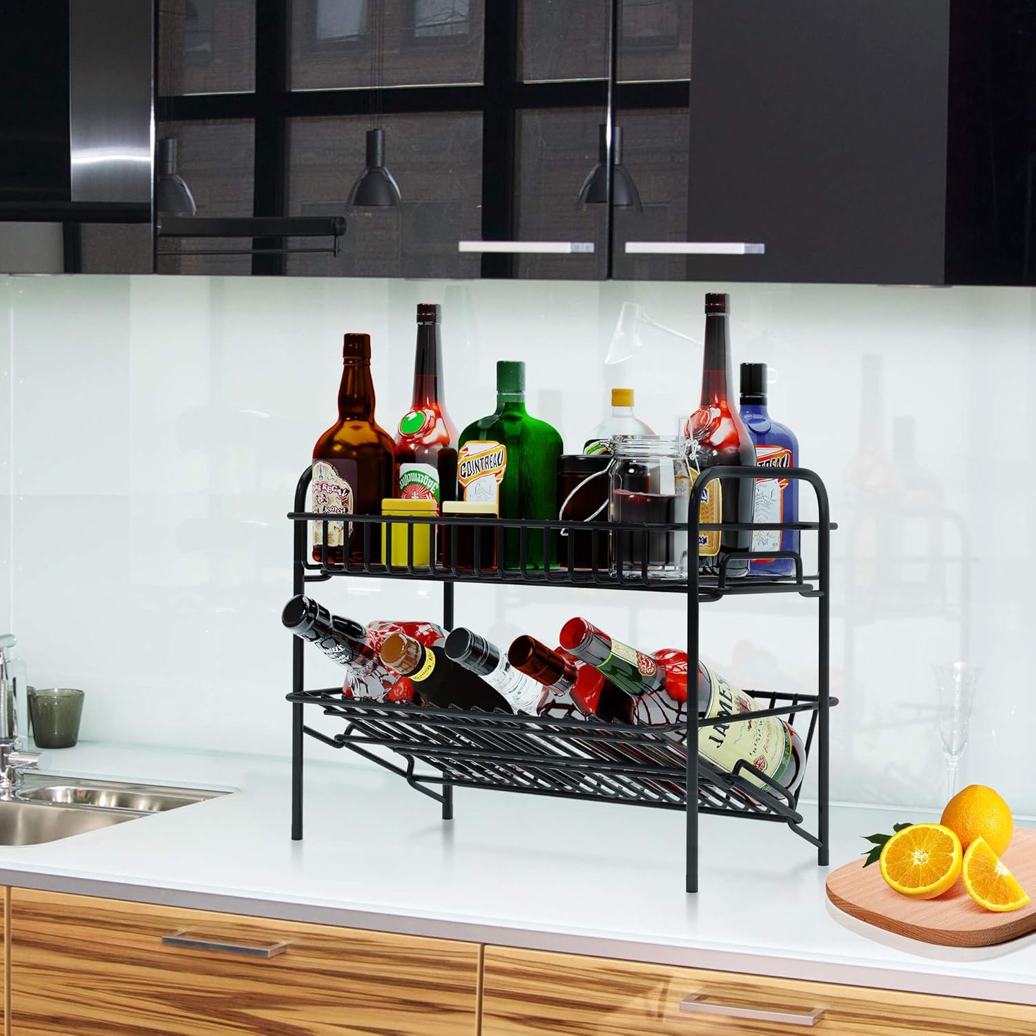 HengLiSam 2 Tier Spice Rack Organizer Black