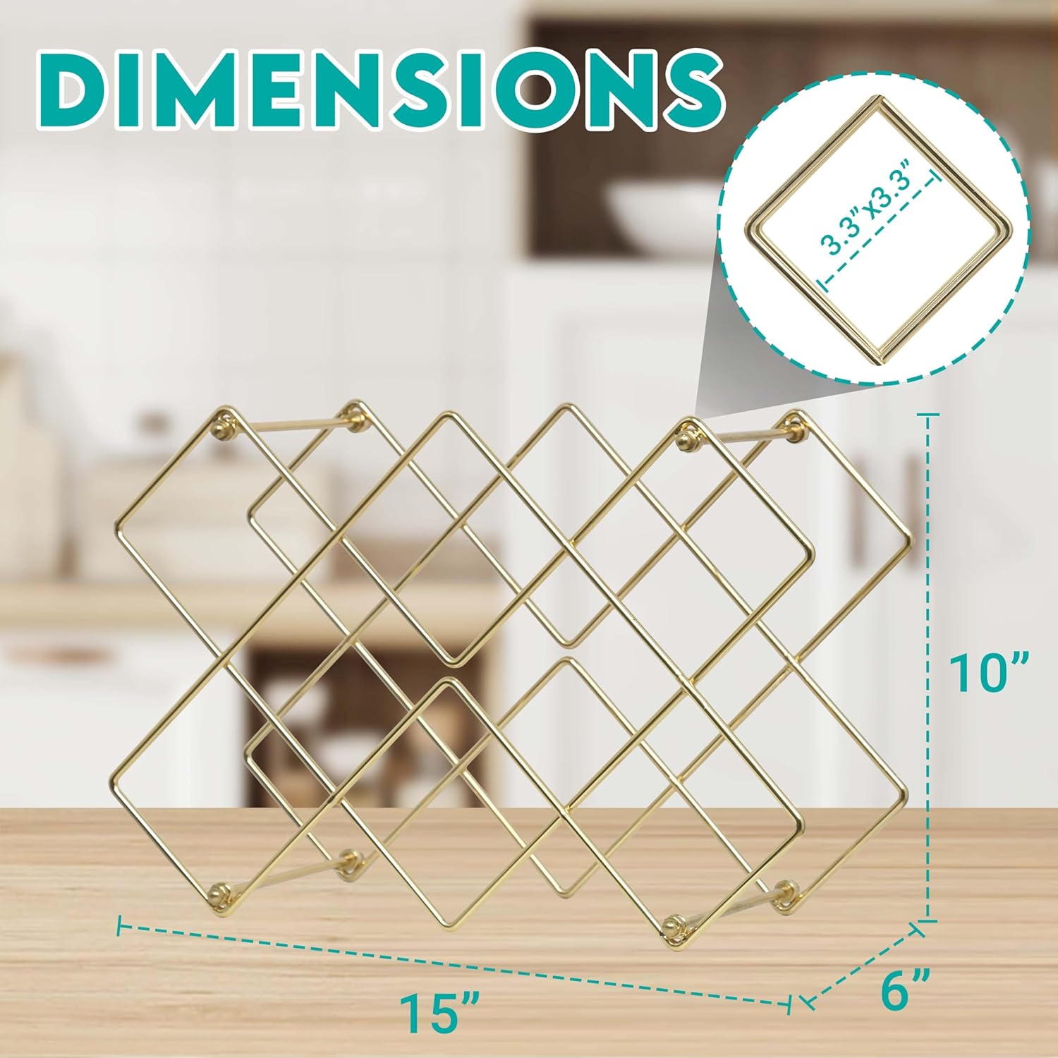 Glamorous Gold Countertop Wine Rack