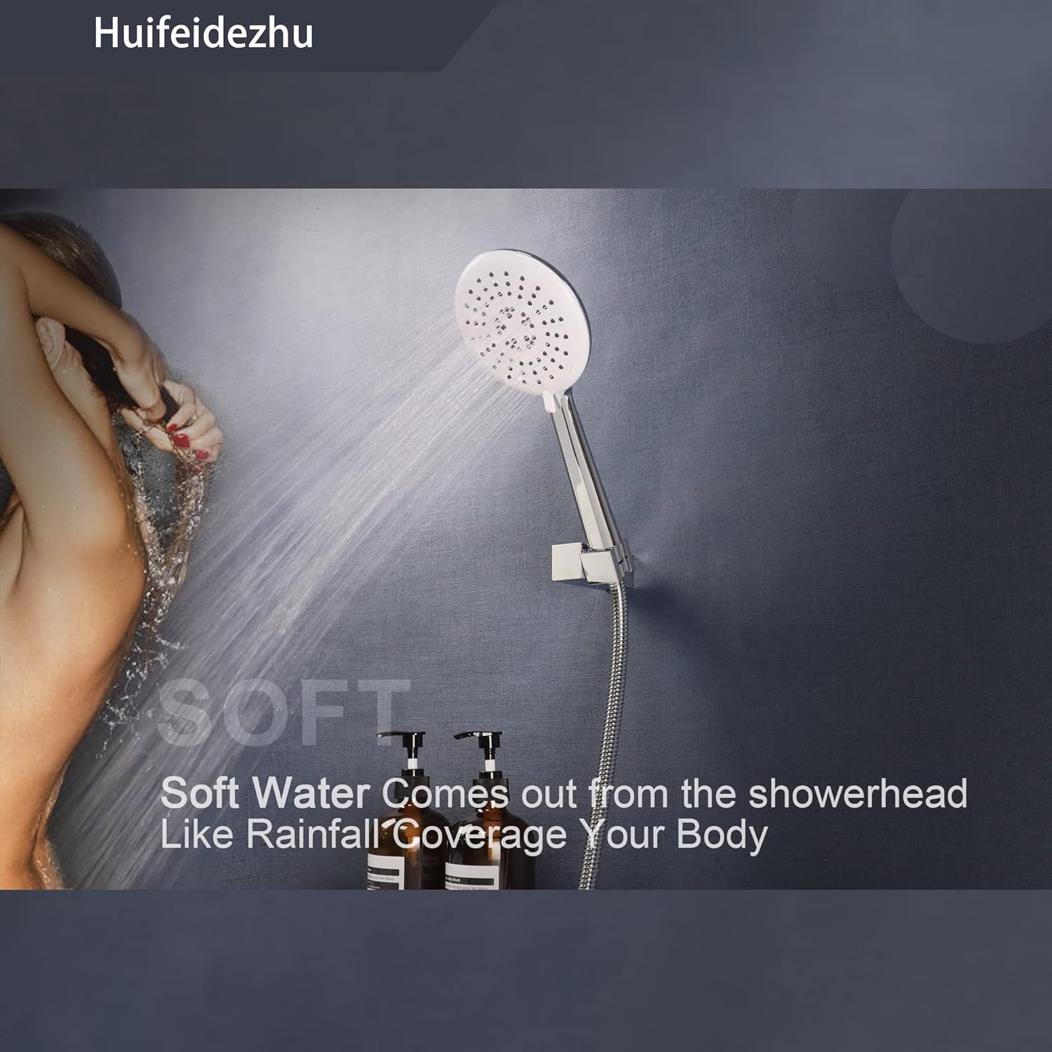 Huifeidezhu Handheld Shower Head 3 In 1 Spray Mode
