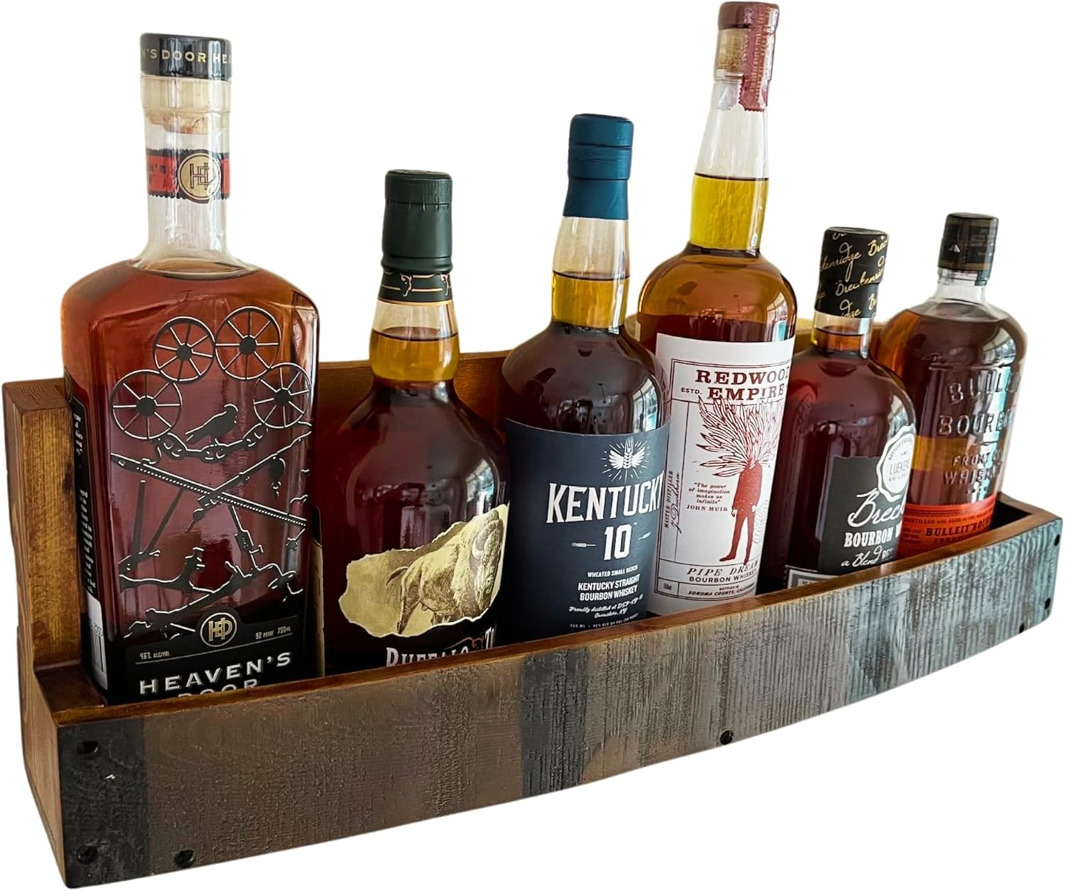 RELODECOR Whiskey Wine Barrel Shelf - Rustic Wall-Mounted Liquor Rack