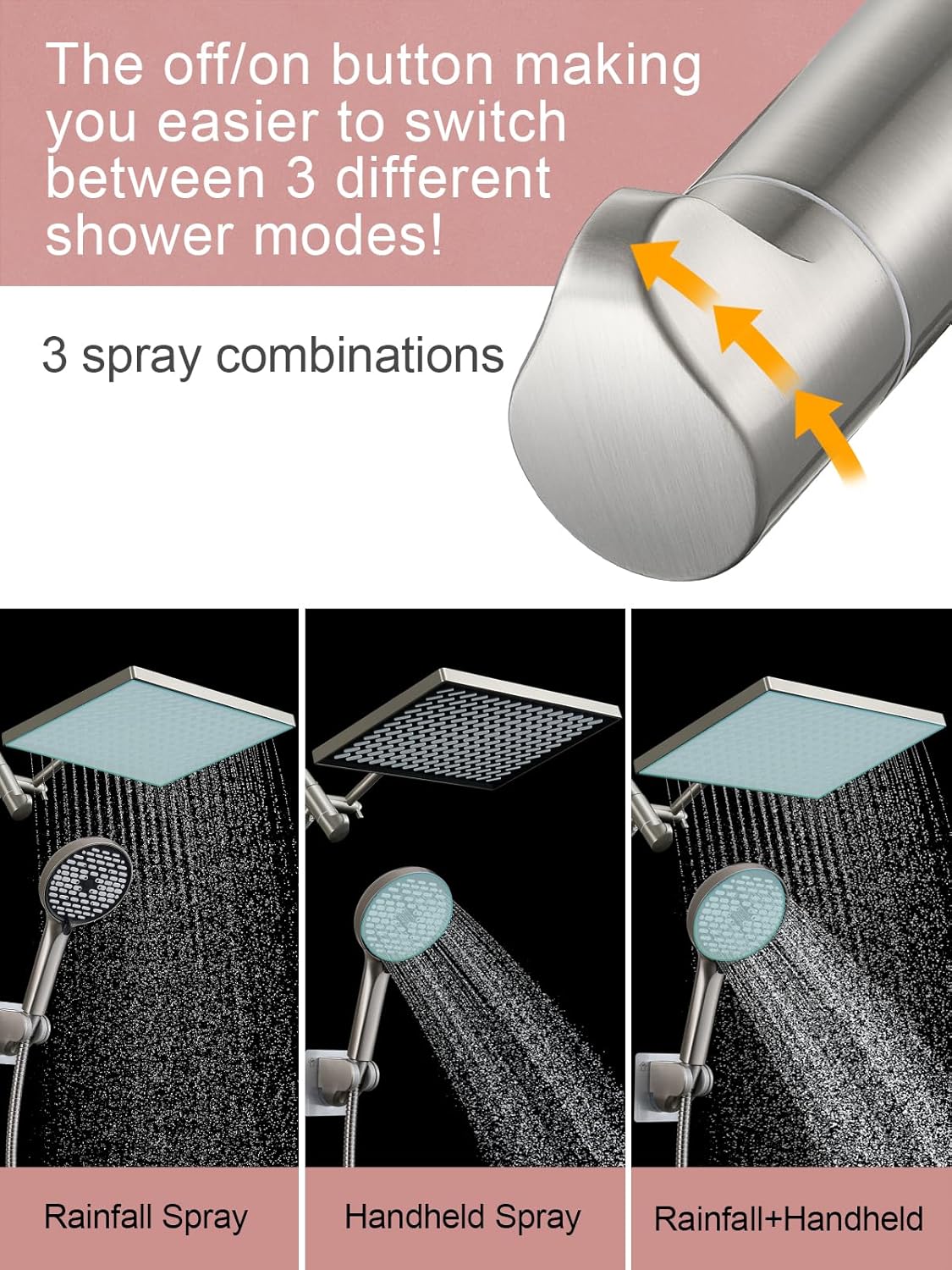Cobbe 118 Inch Rain Shower Head with 6 Modes Handheld Combo