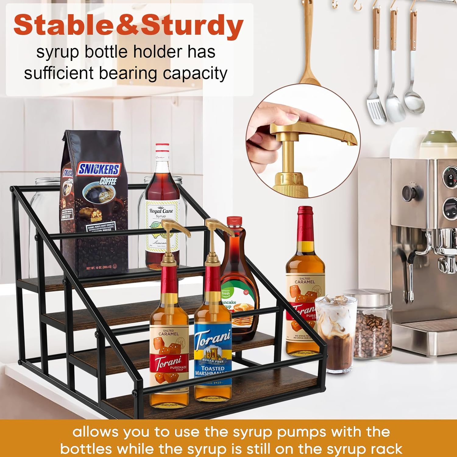 YQBRAO Coffee Syrup Rack Organizer 2 Pack 4 Tier