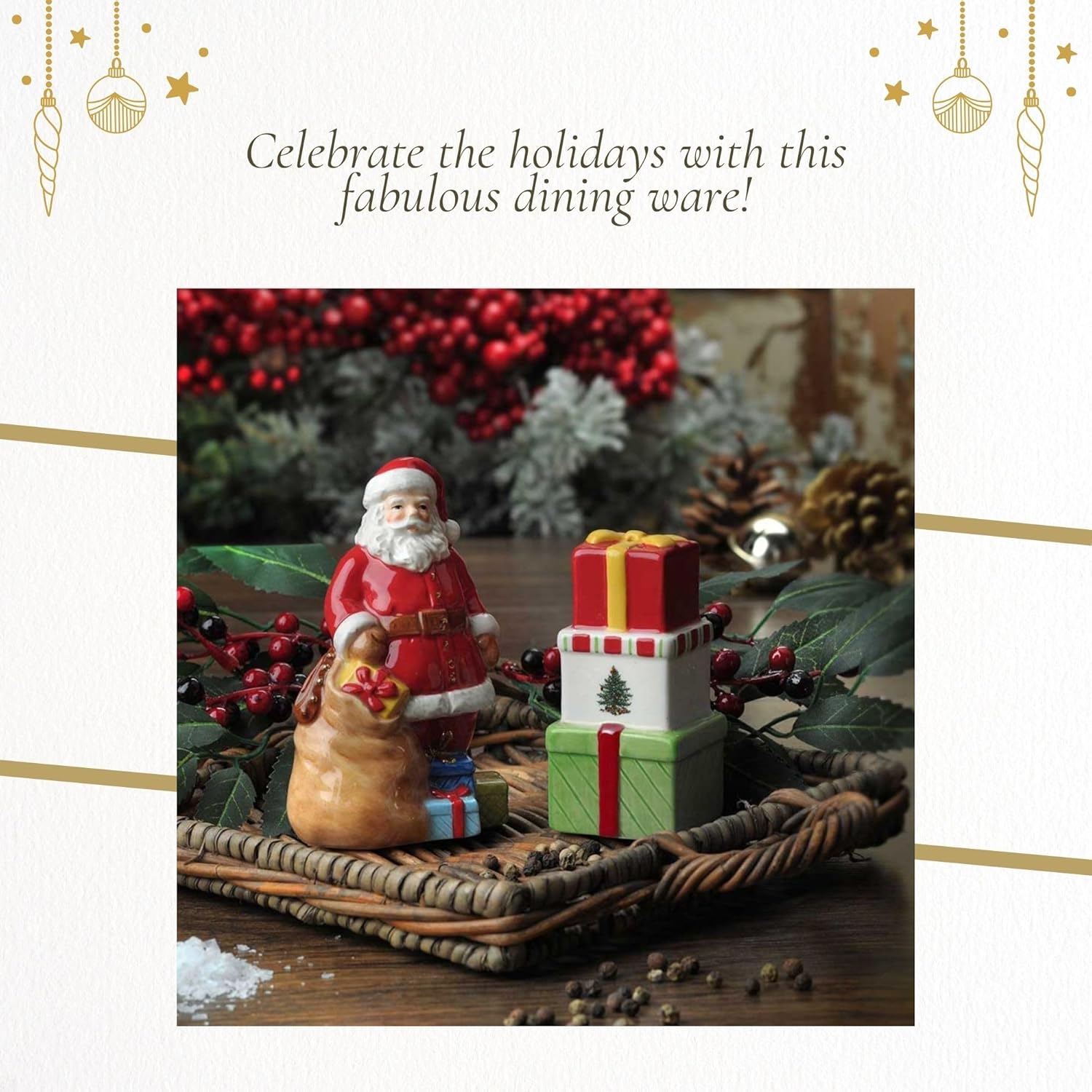 Spode Christmas Tree Salt and Pepper Shaker Set 1