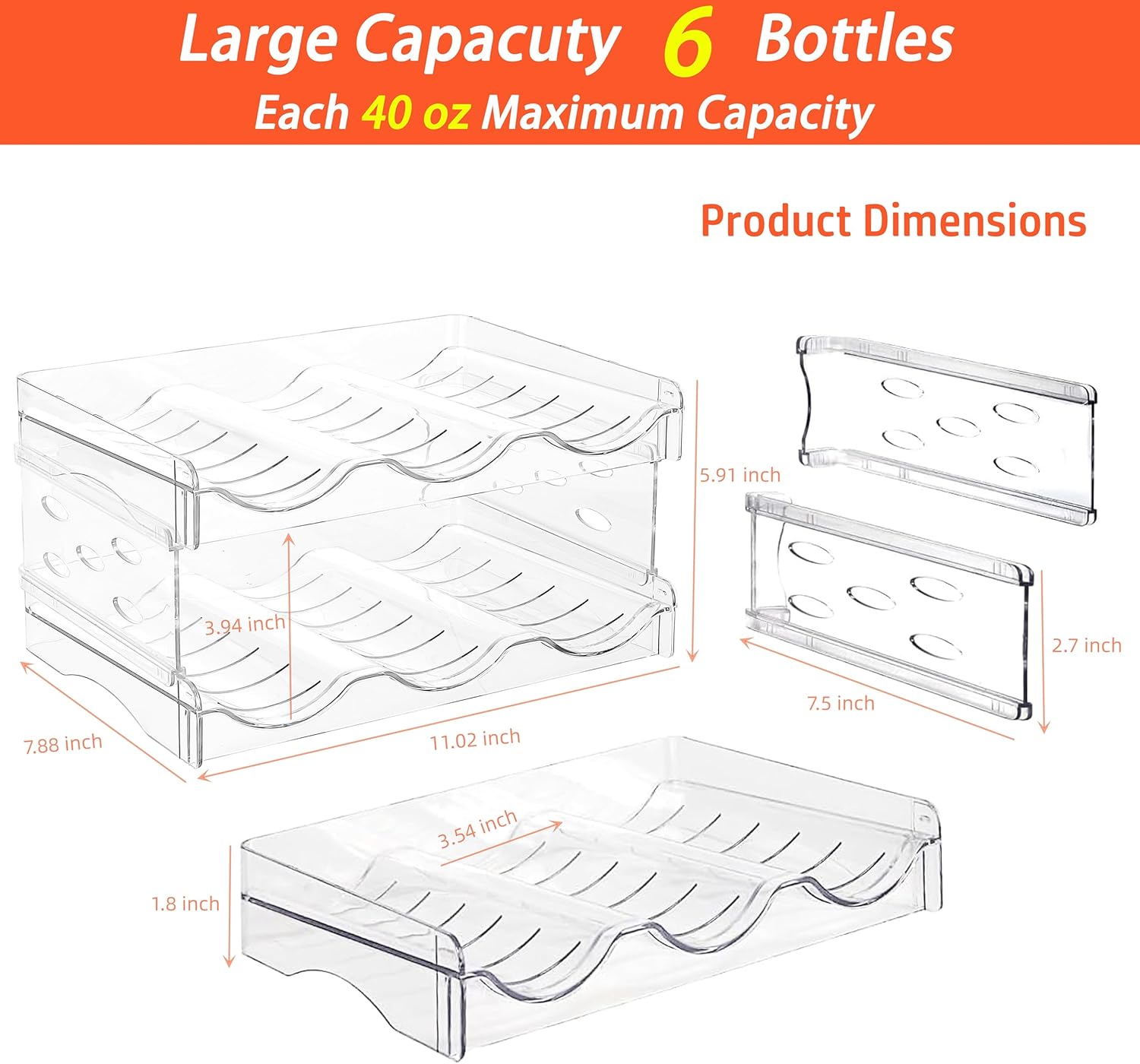 IEEK Plastic Stackable Bottle Storage Rack Clear 2 Pack