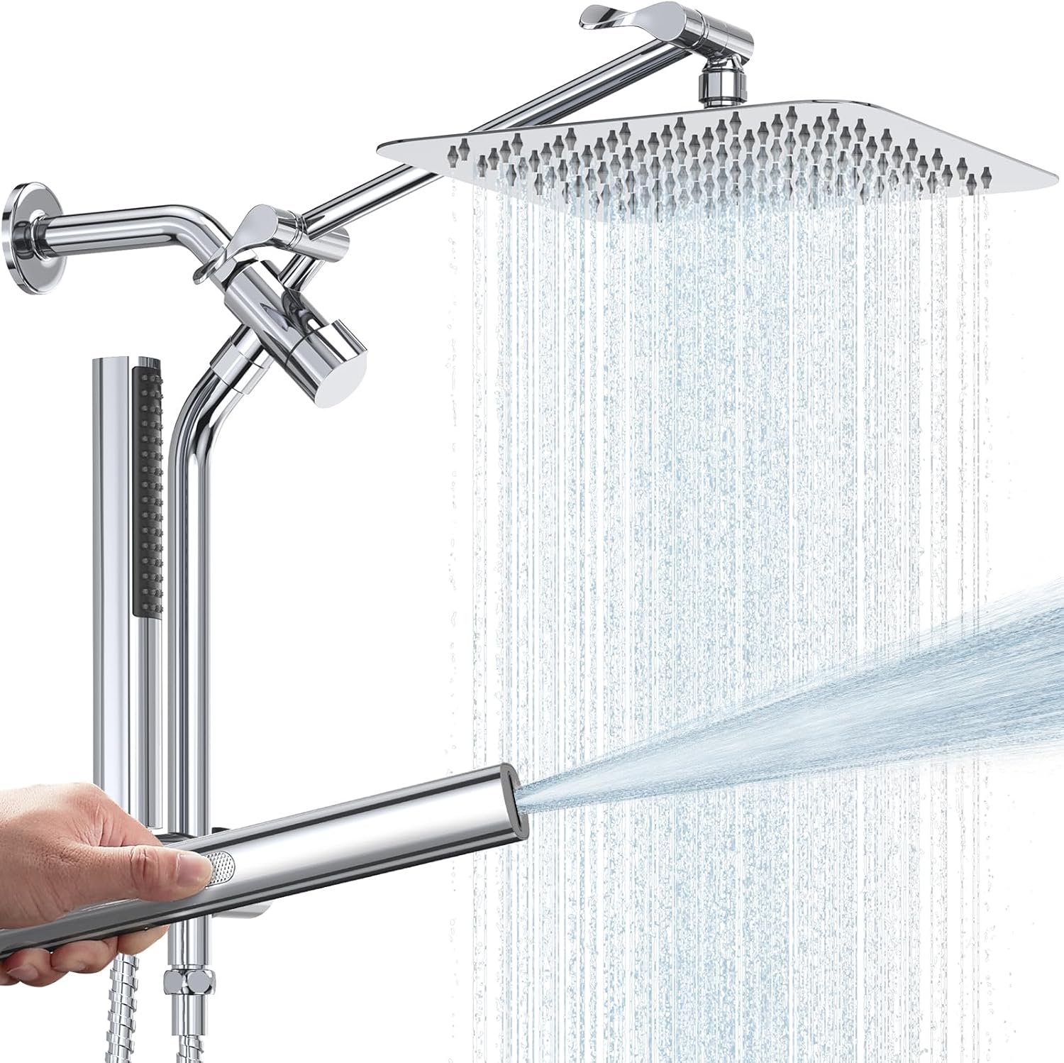 Veken 10 All Metal Rain Shower Head with Handheld Combo