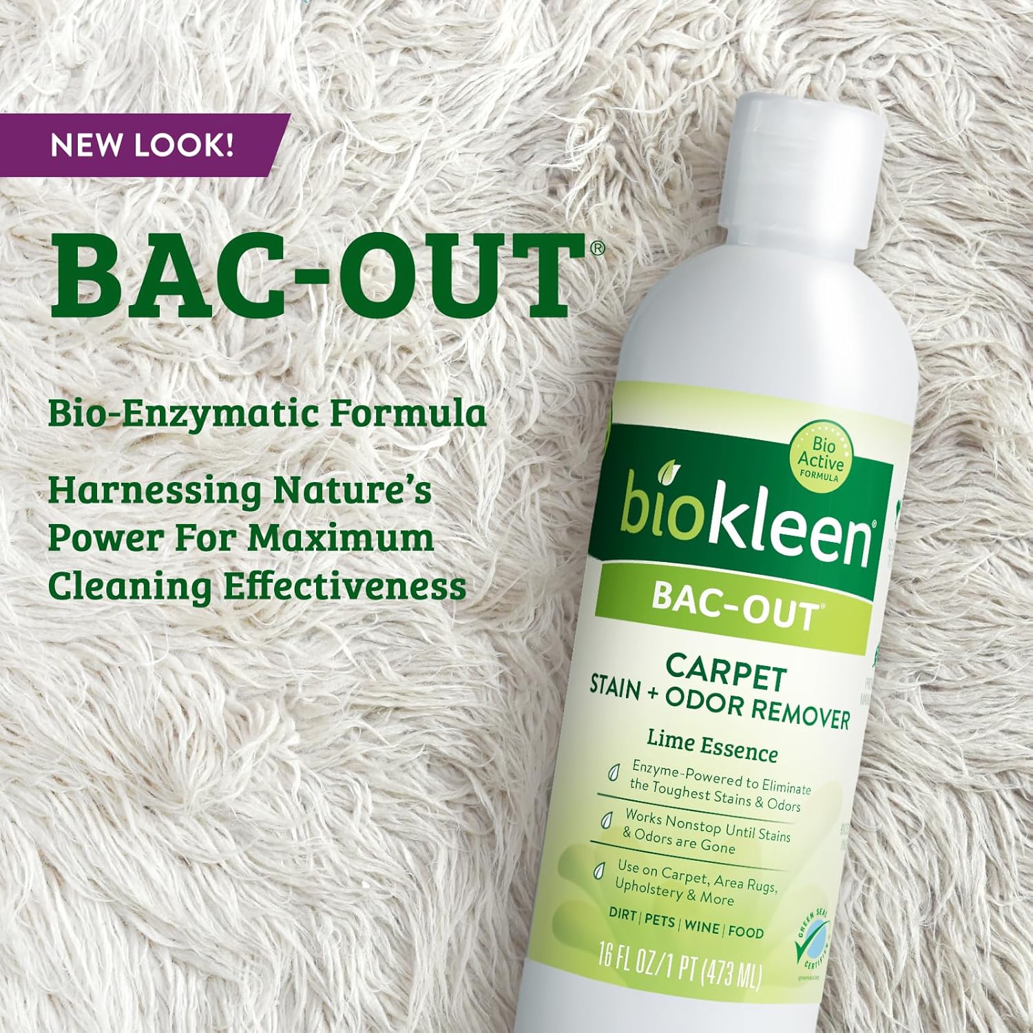 Biokleen Bac-Out Enzymatic Stain Remover - 2 Pack 32 oz with Micro Towel