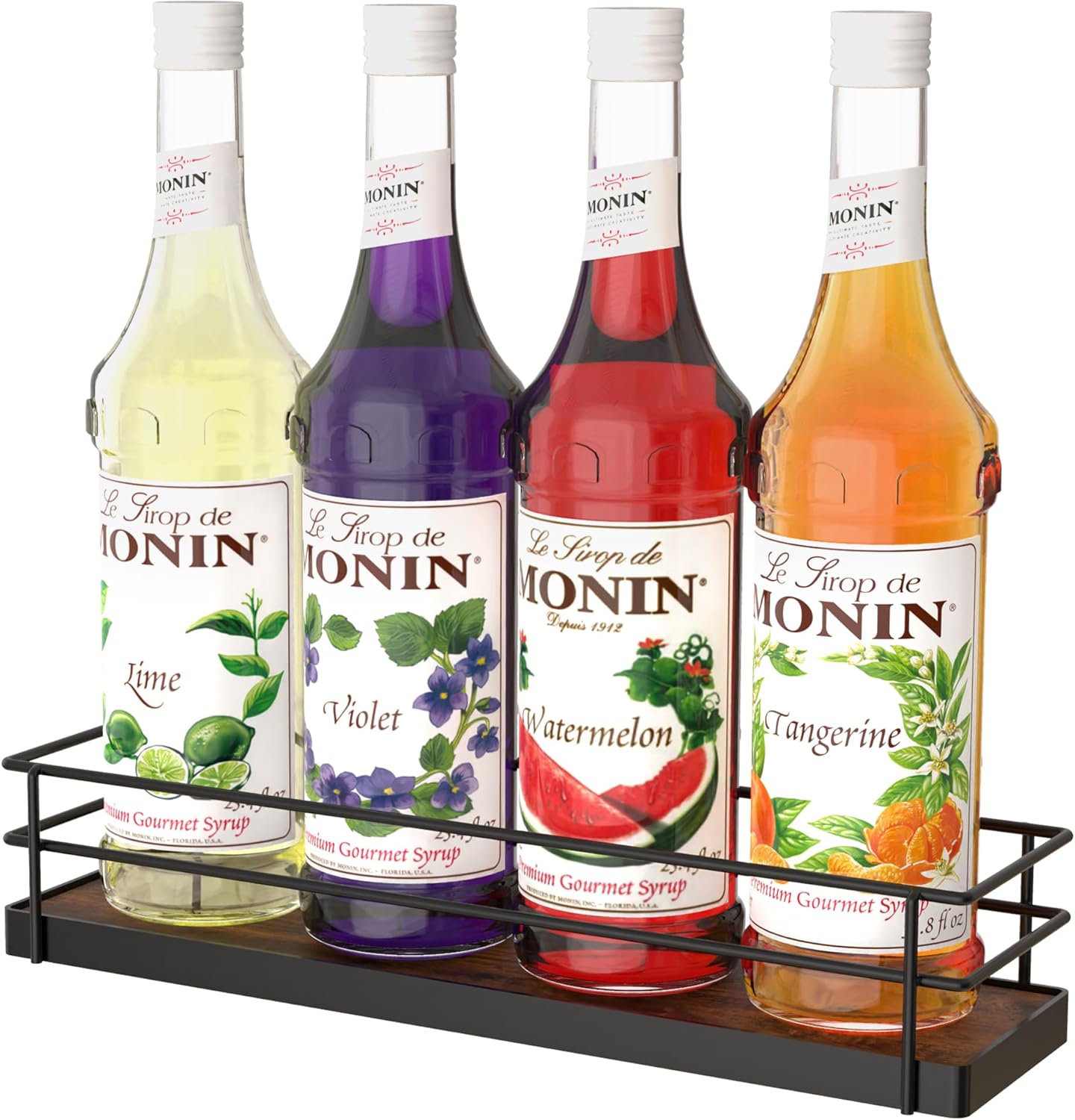 Alyoen Coffee Syrup Rack Organizer 4 Bottles