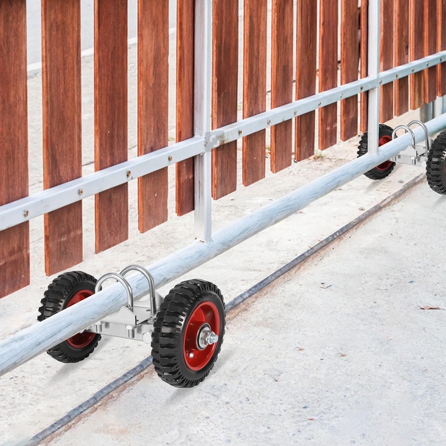 Aukivon 6 Inch Rubber Gate Wheel with Double U-Bolts