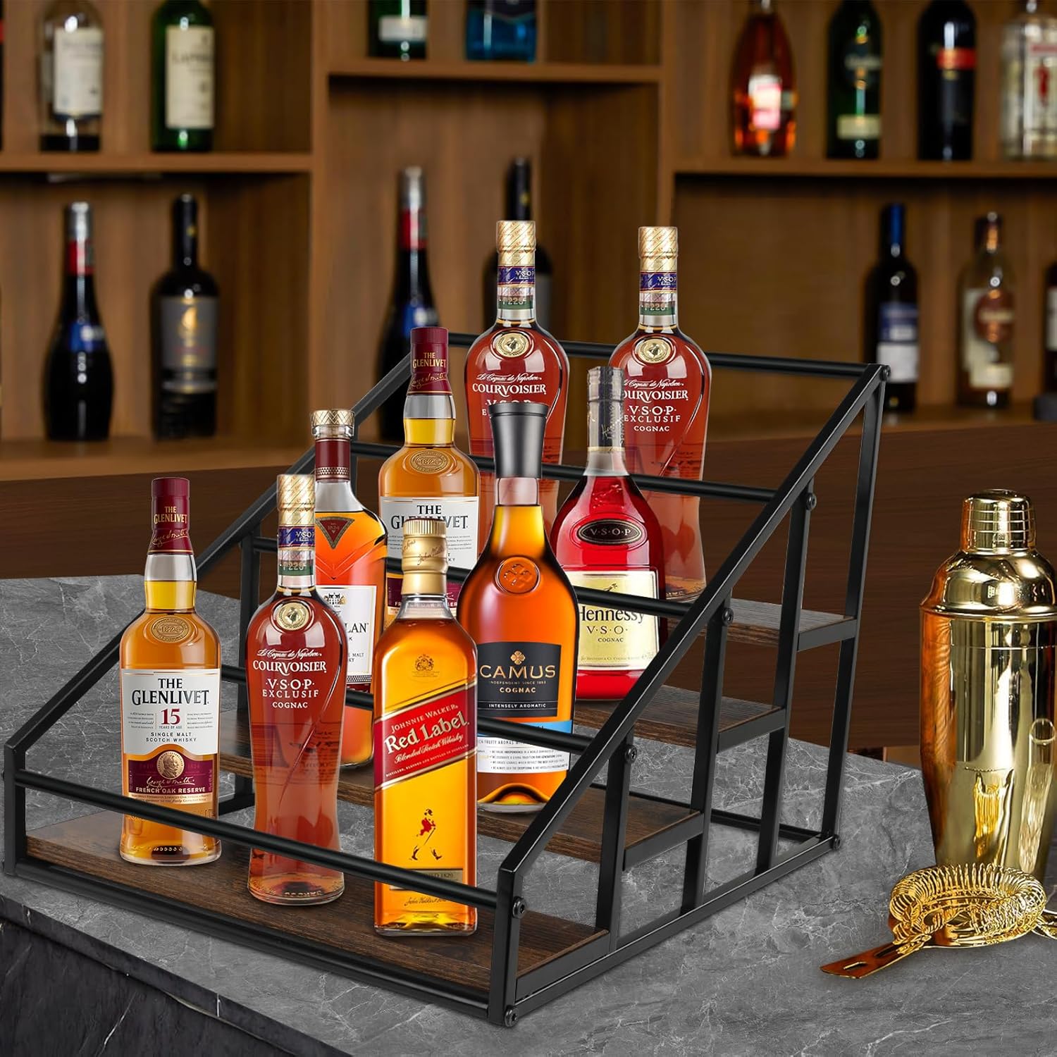 YQBRAO Coffee Syrup Rack Organizer 2 Pack 4 Tier