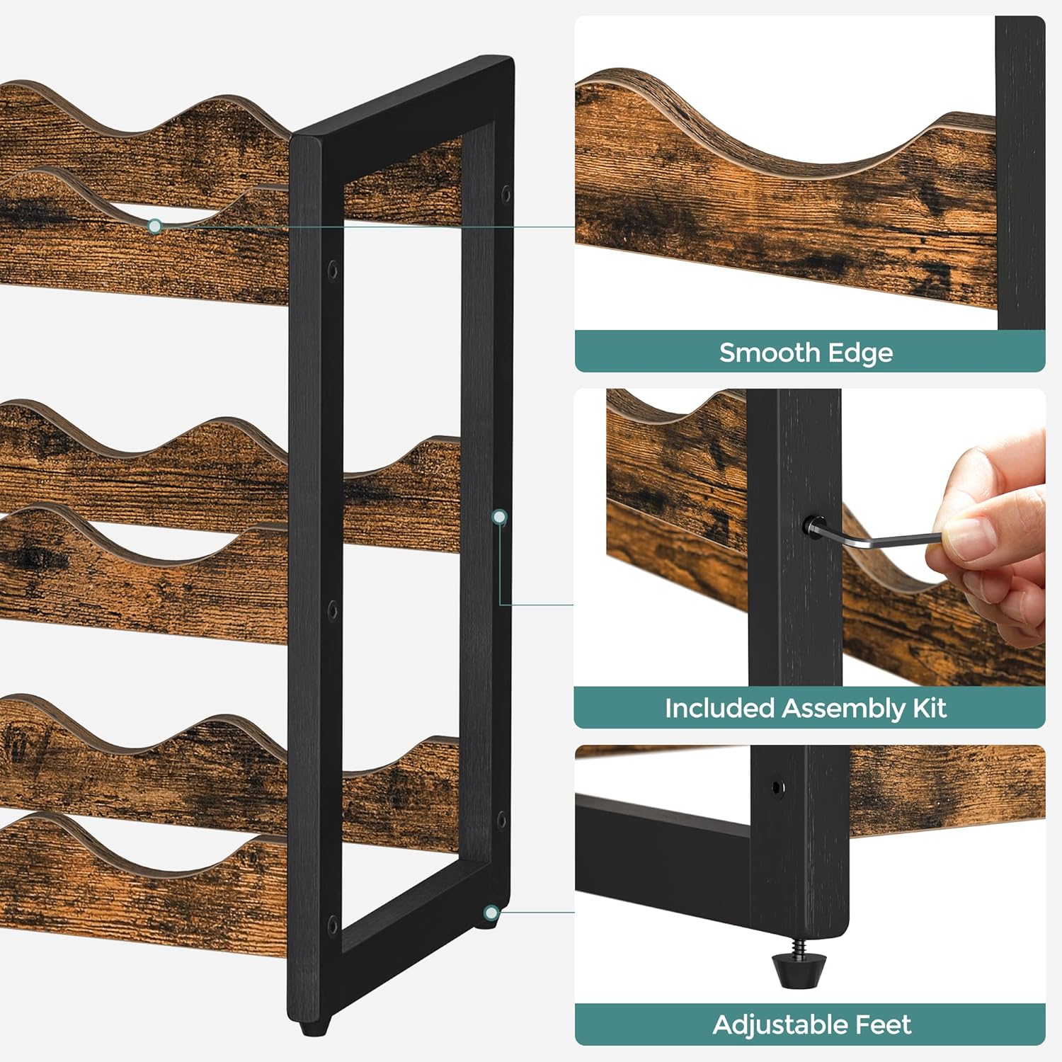 SONGMICS 3 Tier Tabletop Wine Rack with 12 Bottle Capacity