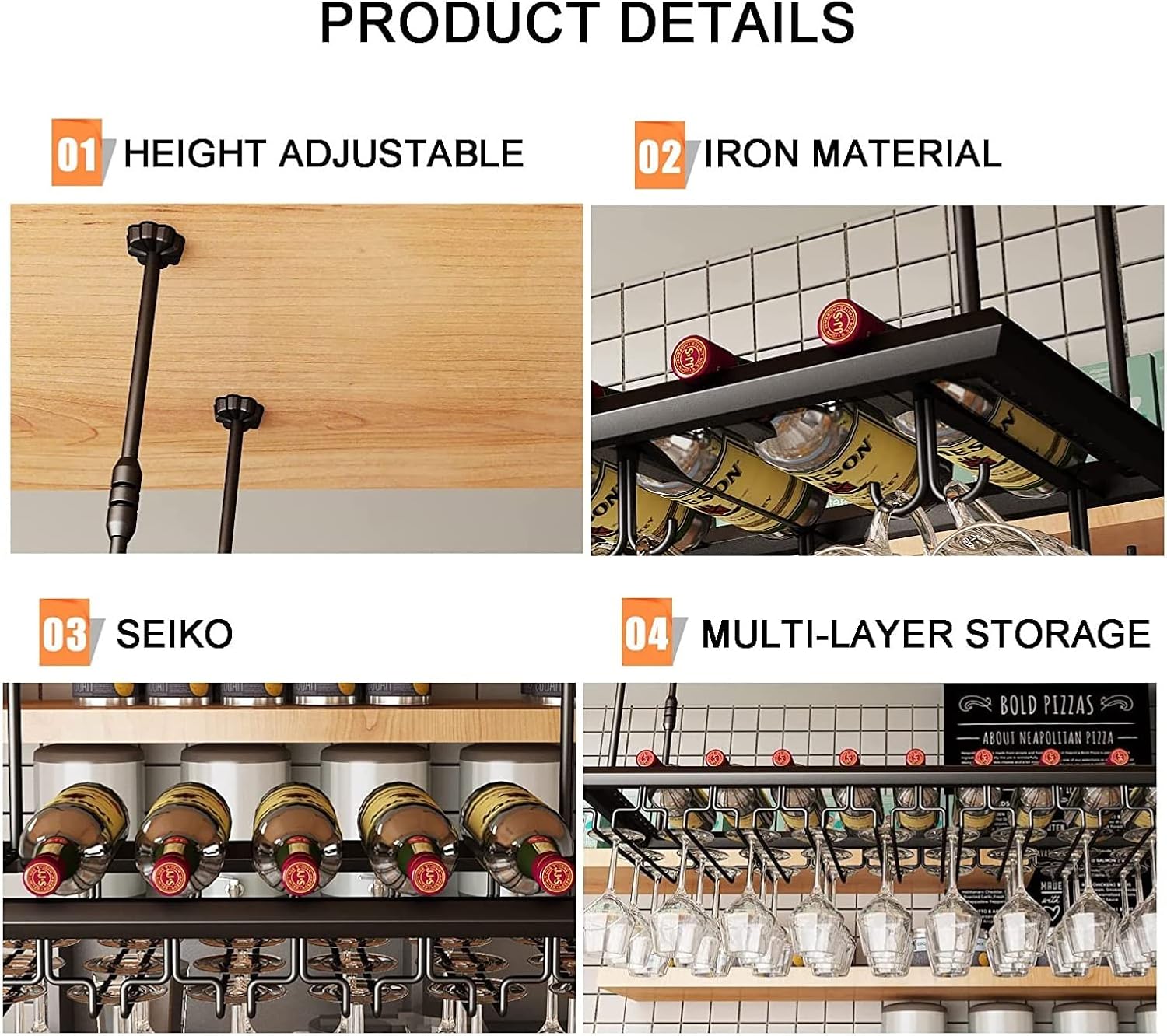 ALDEPO Wine Rack - Floating Stemware Holder with Storage Shelf