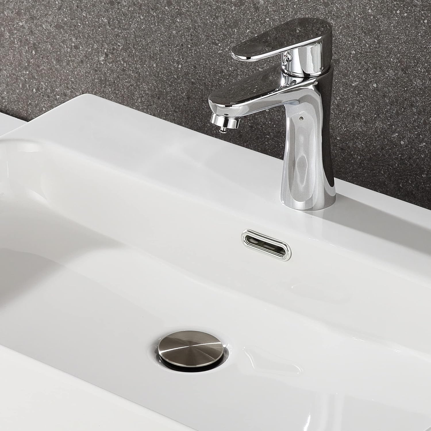 Pop Up Drain Stopper with Overflow for Vessel Sink Brushed Nickel