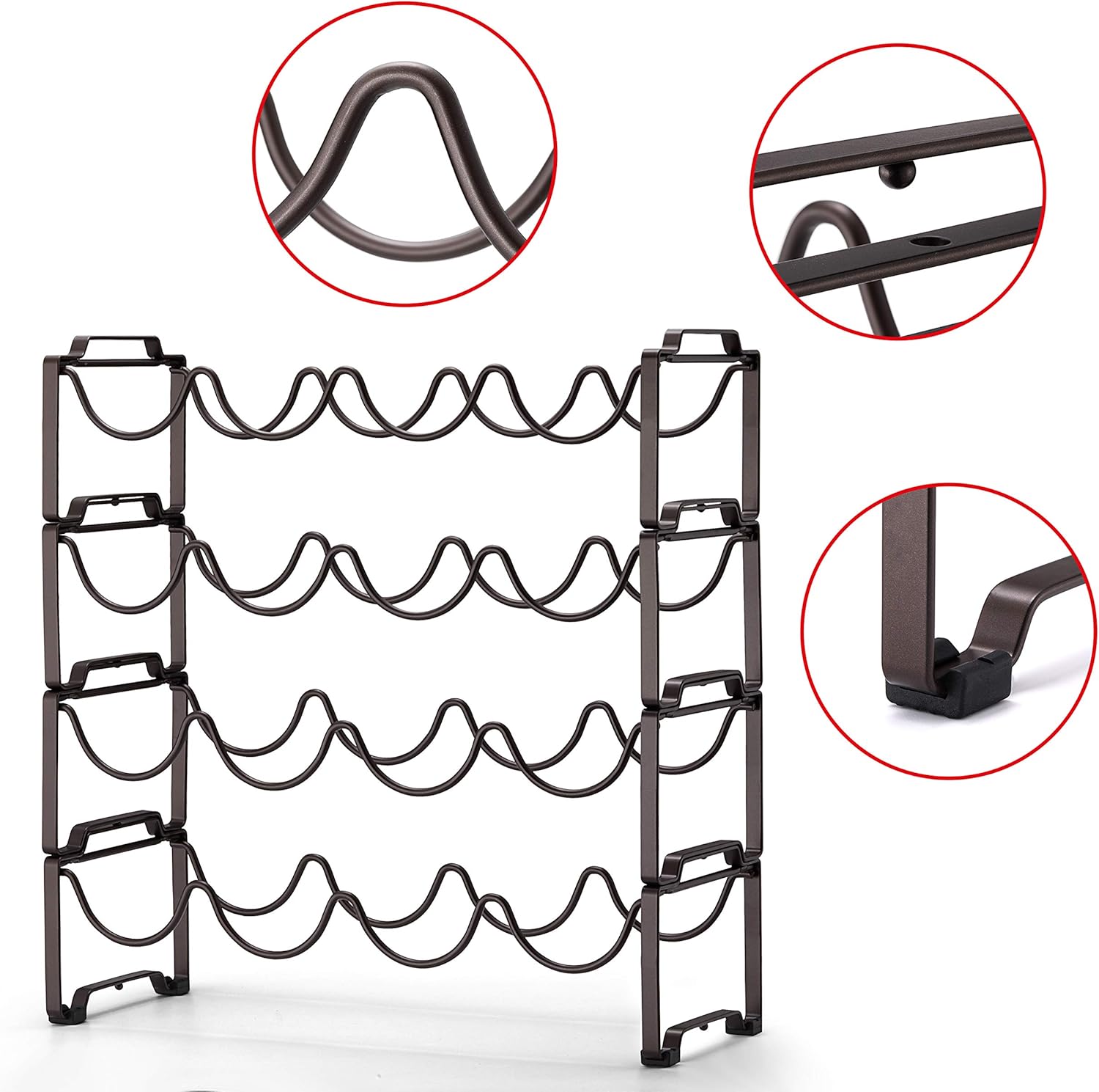 Simple Trending 4-Tier Wine Rack with Bronze Finish