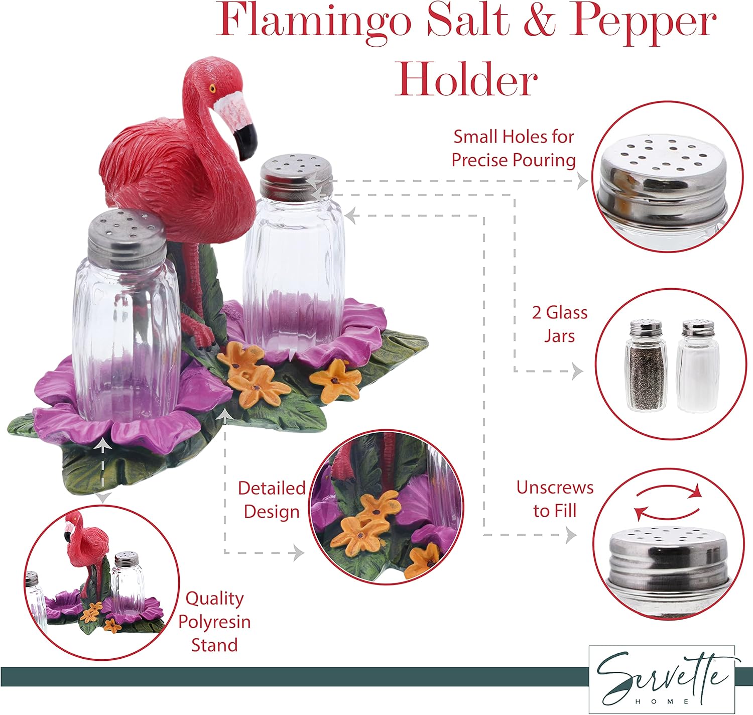 Flamingo Salt Pepper Shaker Set - Hand Painted