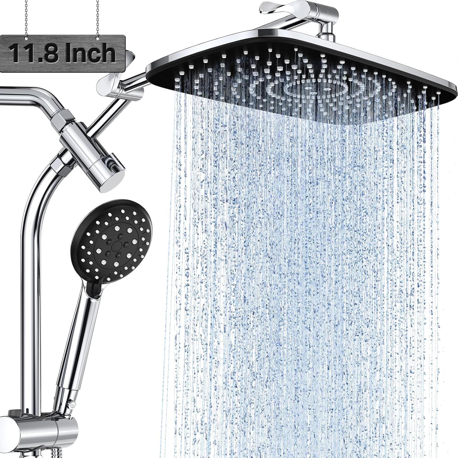 Veken 118 Inch Shower Head with 6 Modes and Adjustable Slide Bar
