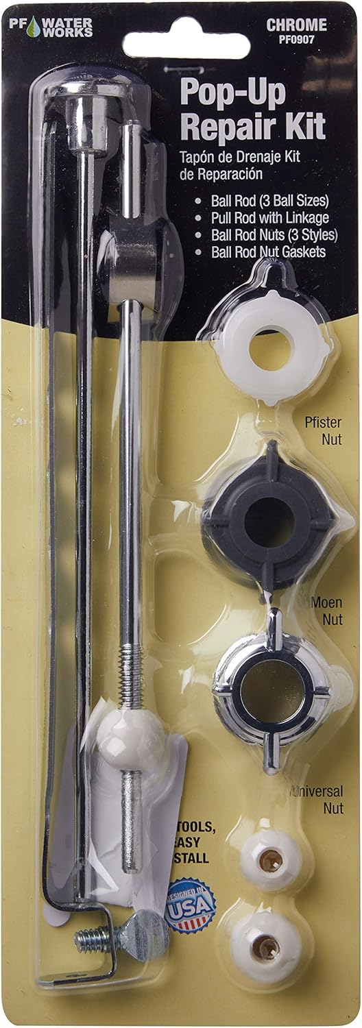 PermaFLOW PF0907 Pop-Up Drain Repair Kit - Chrome Adjustable Ball Rod