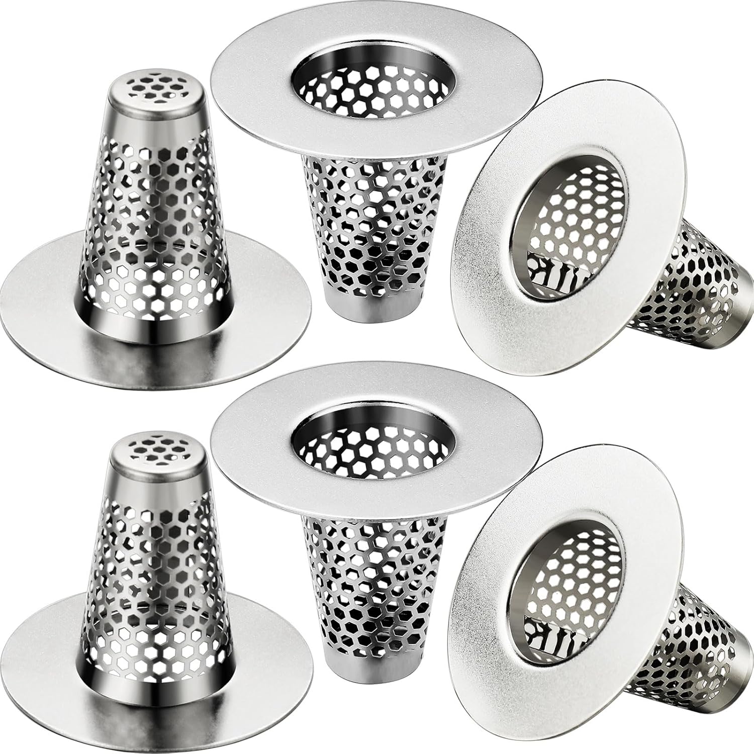6PCS Stainless Steel Bathroom Sink Drain Strainer Basket
