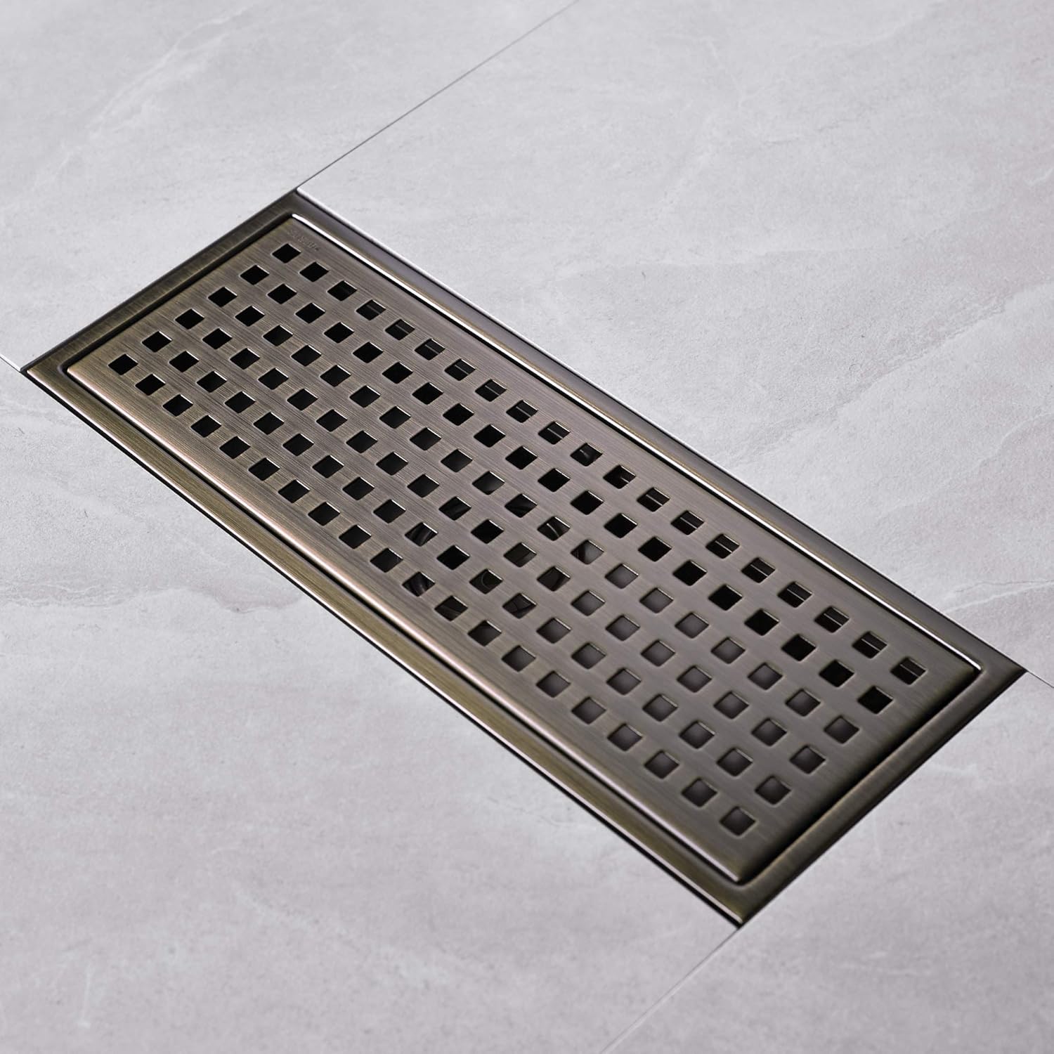 Orhemus Linear Shower Drain with Brushed Bronze Finish