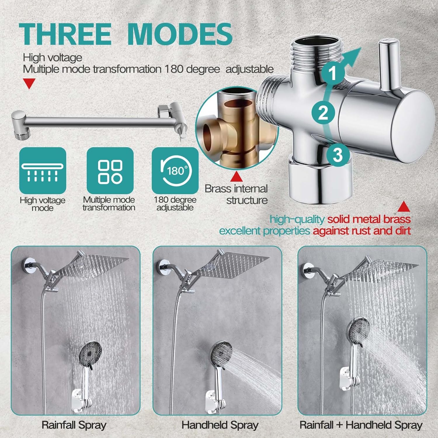 Nottia 10 Inch Rain Shower Head with Handheld Spray Combo