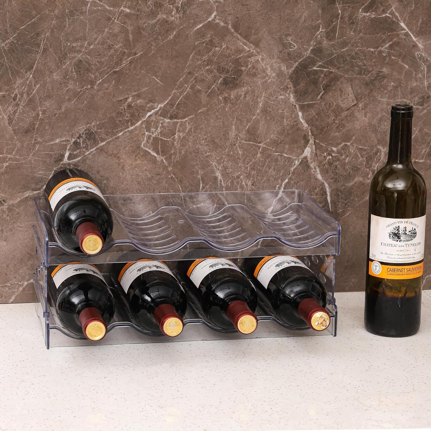 Yieach Clear Stackable Water Bottle Organizer 4 Pack