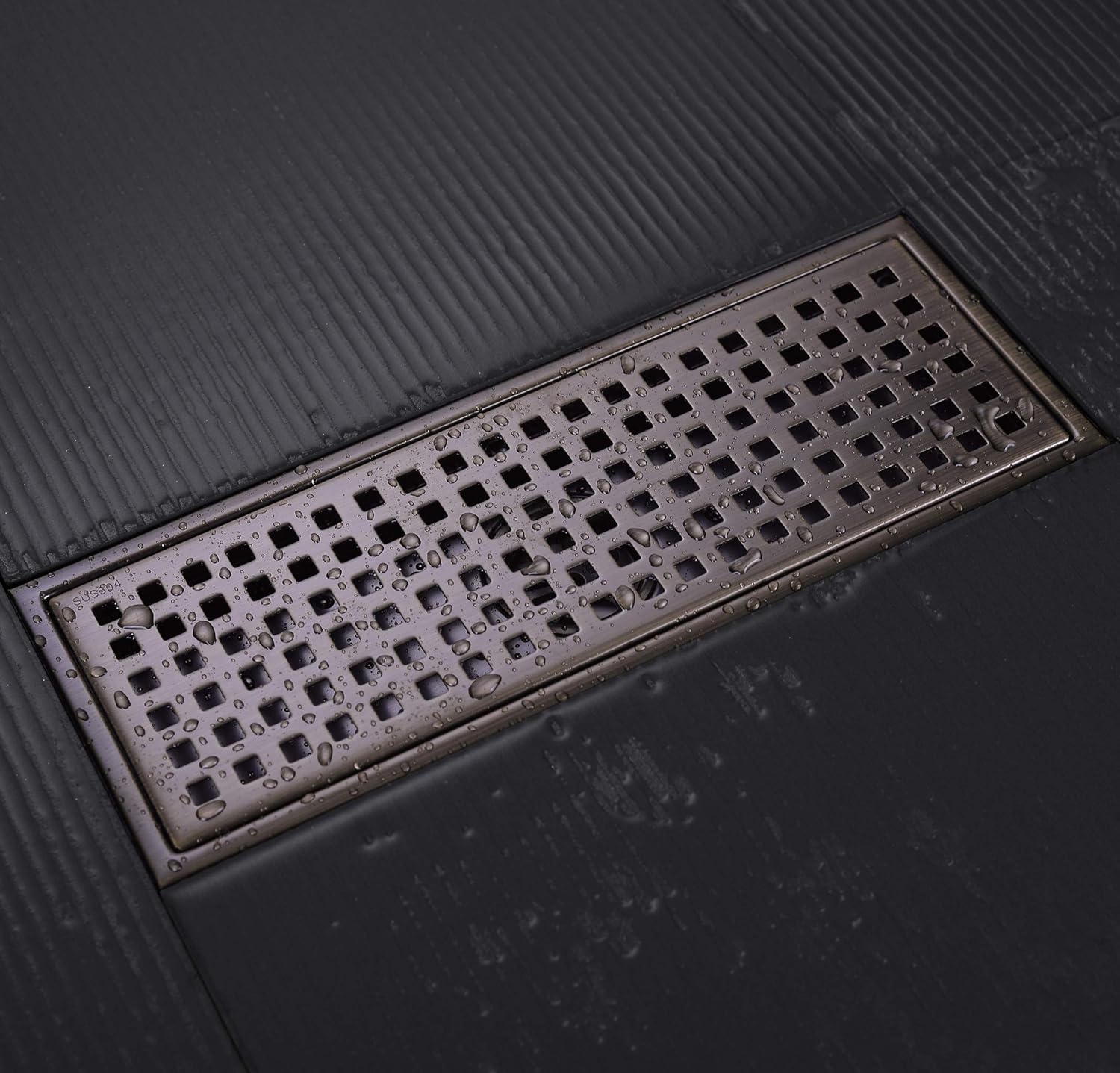 Orhemus Linear Shower Drain with Brushed Bronze Finish