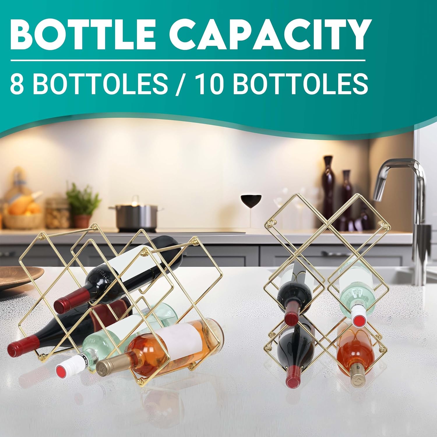 Glamorous Gold Countertop Wine Rack