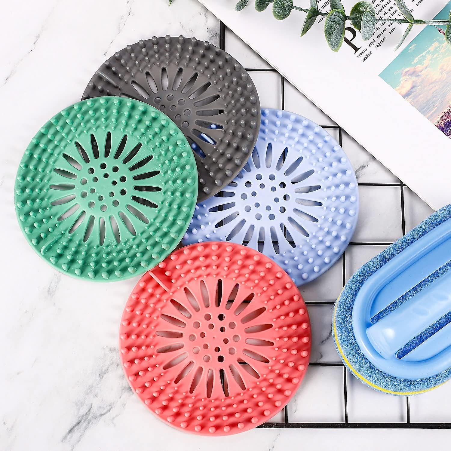 Pack of 6 Silicone Hair Catcher for Bath