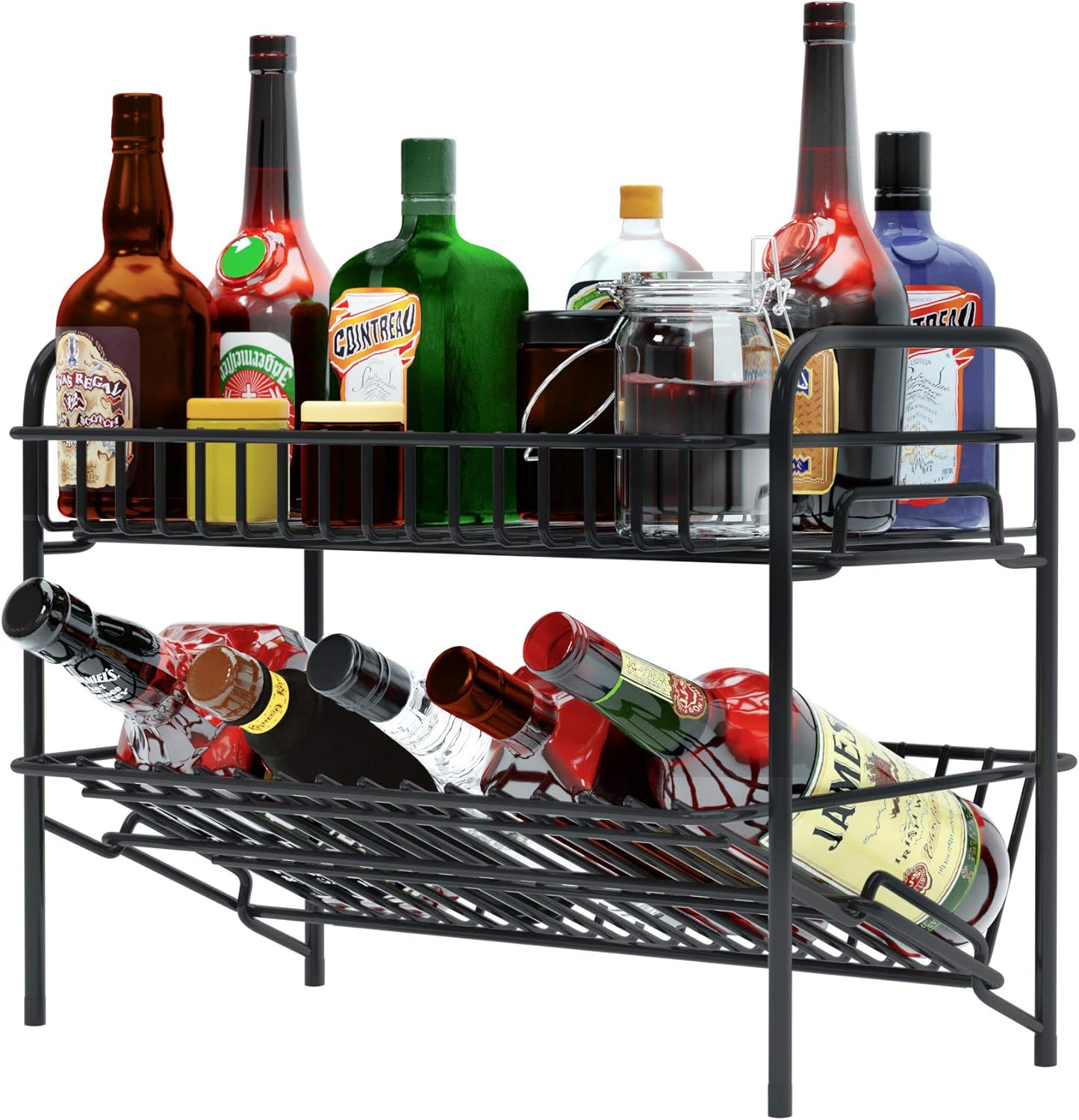 HengLiSam 2 Tier Spice Rack Organizer Black