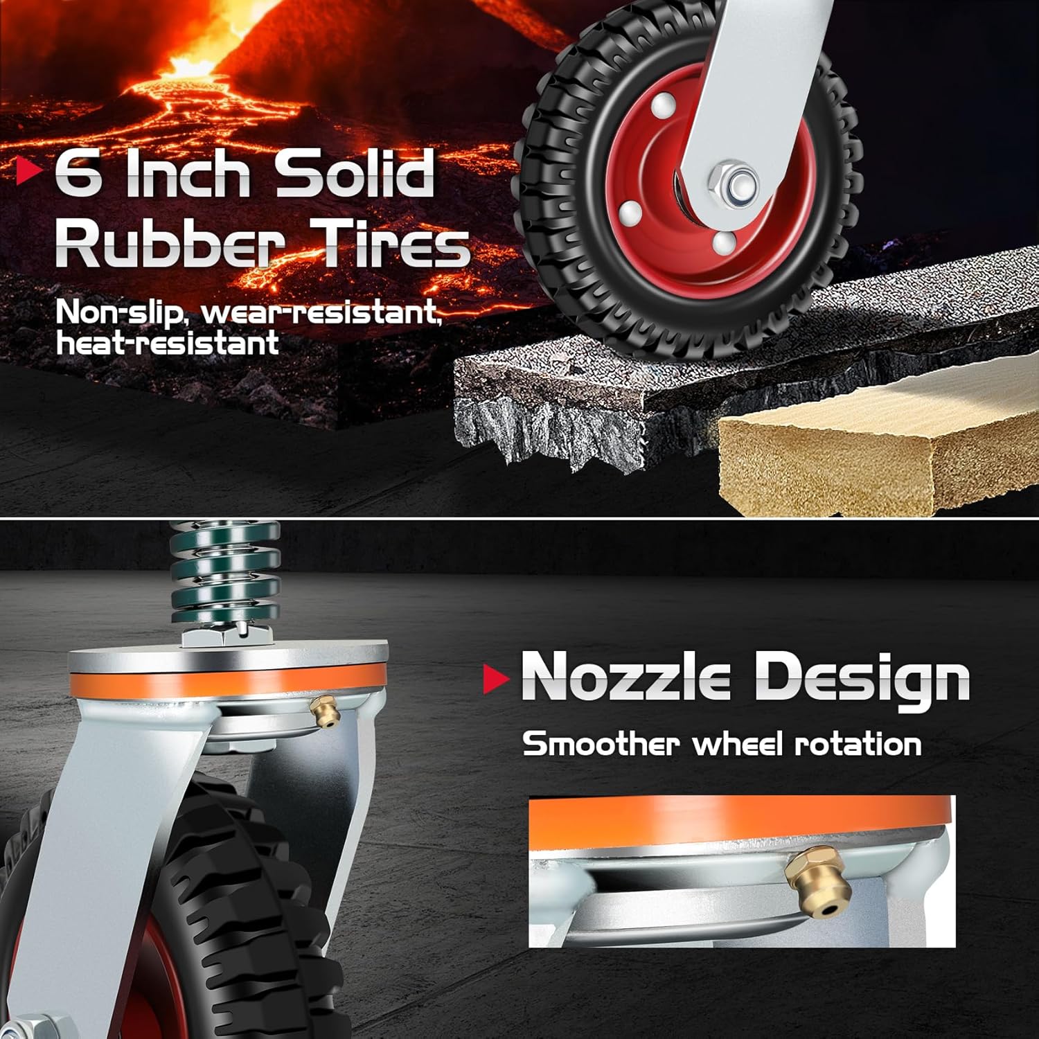 6 Inch Heavy Duty Fence Gate Wheel with 360 Degree Rotation