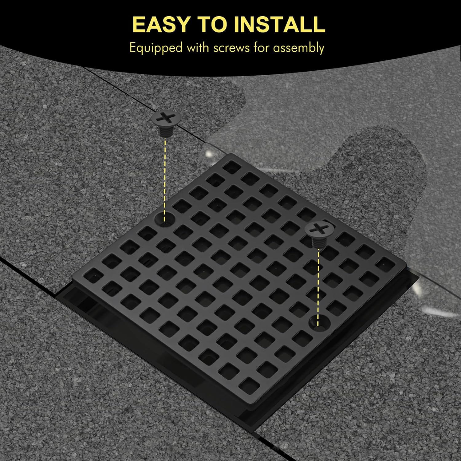 Yaseingoo 2PC 4 Inch Matte Black Shower Drain Cover