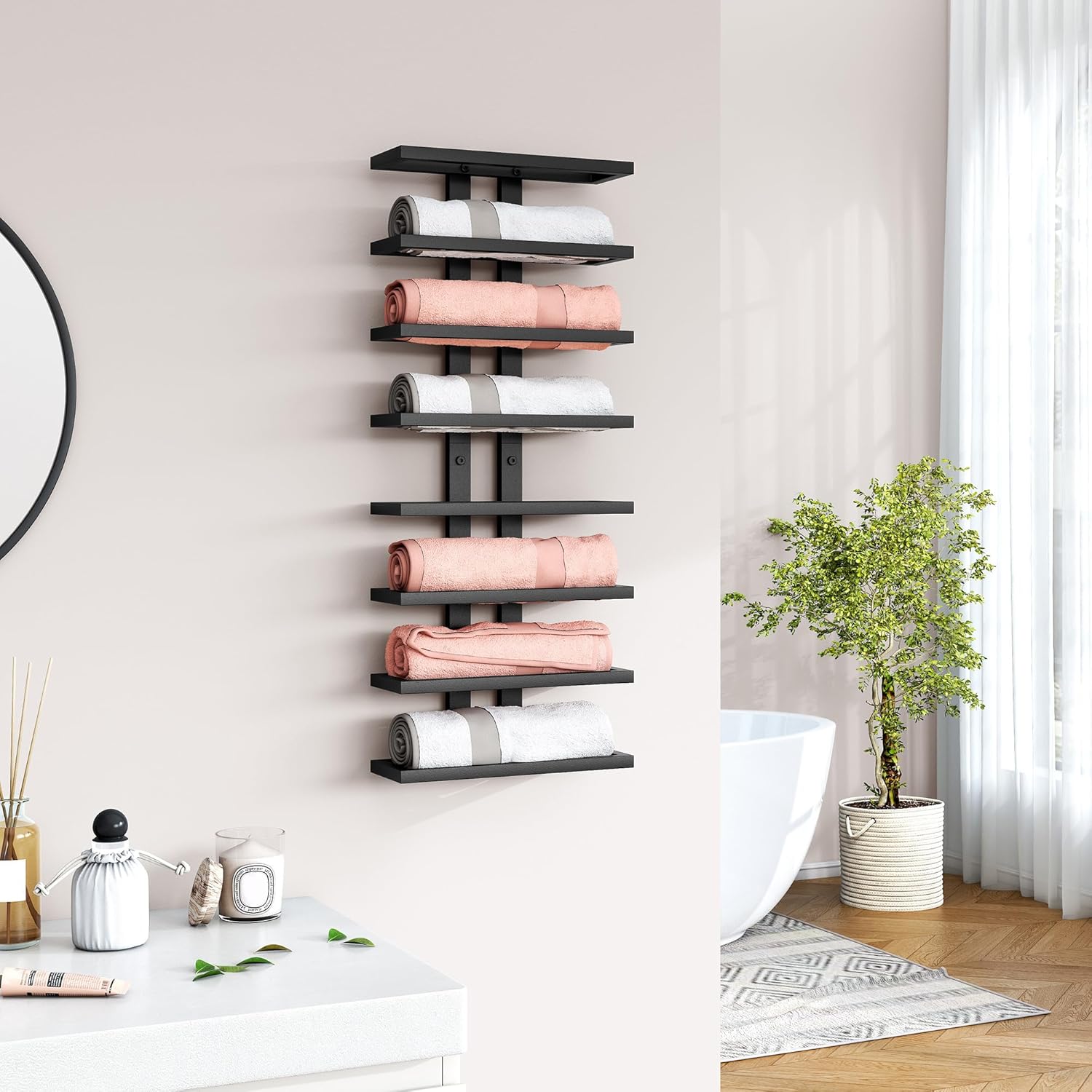 Hoctieon 3-Set 8 Tier Wall Mounted Wine Rack Black
