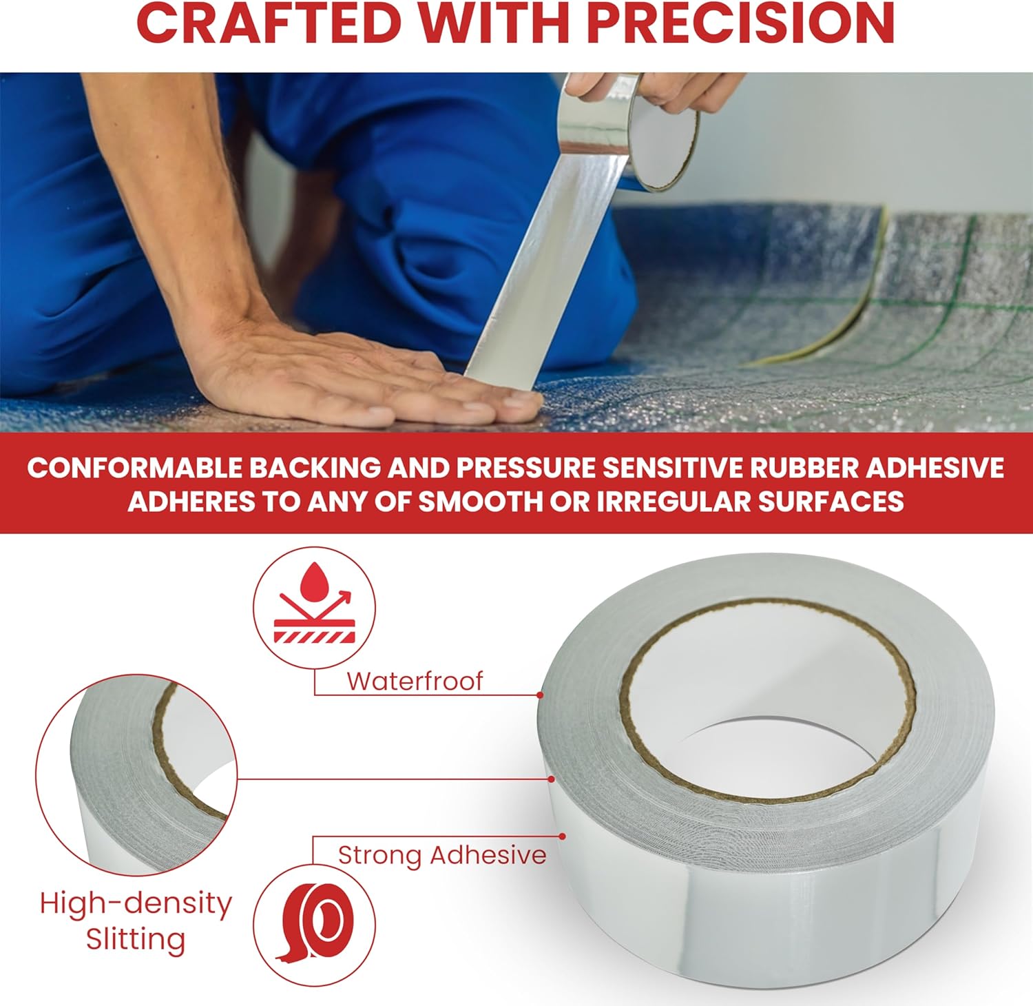 GGR Supplies AF-20R High Temp Heat Shield Aluminum Tape 3x50yd
