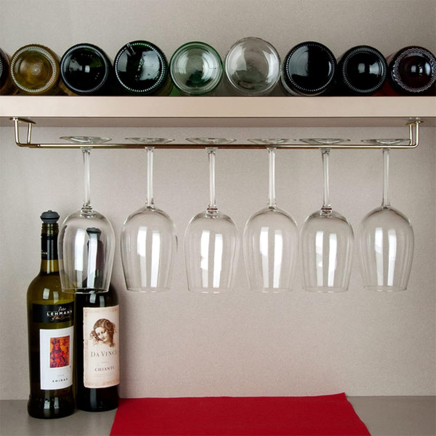 TrueCraftware 24-Inch Brass Stemware Rack Set of 2