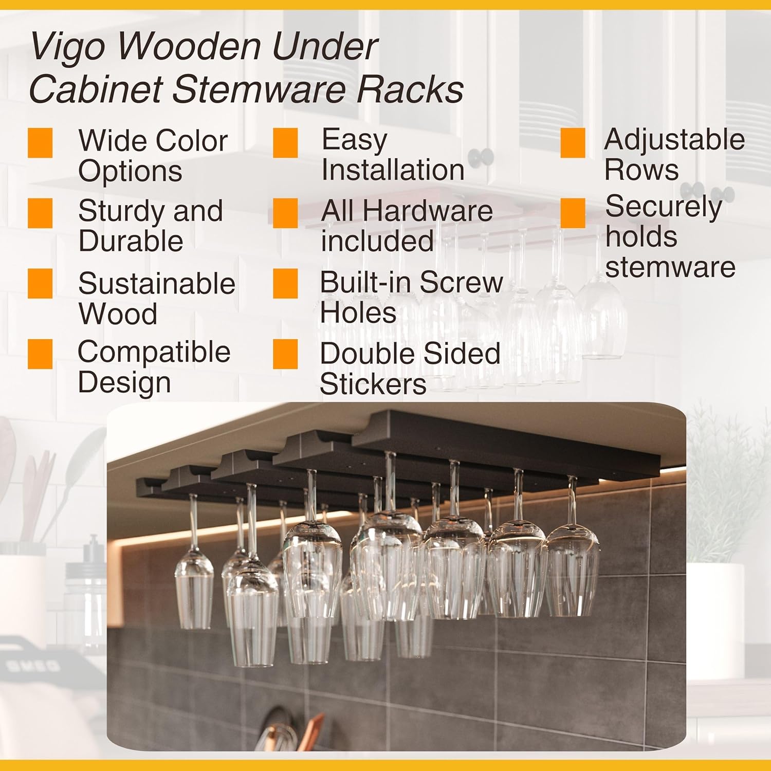 Rustic State Vigo Adjustable Stemware Rack