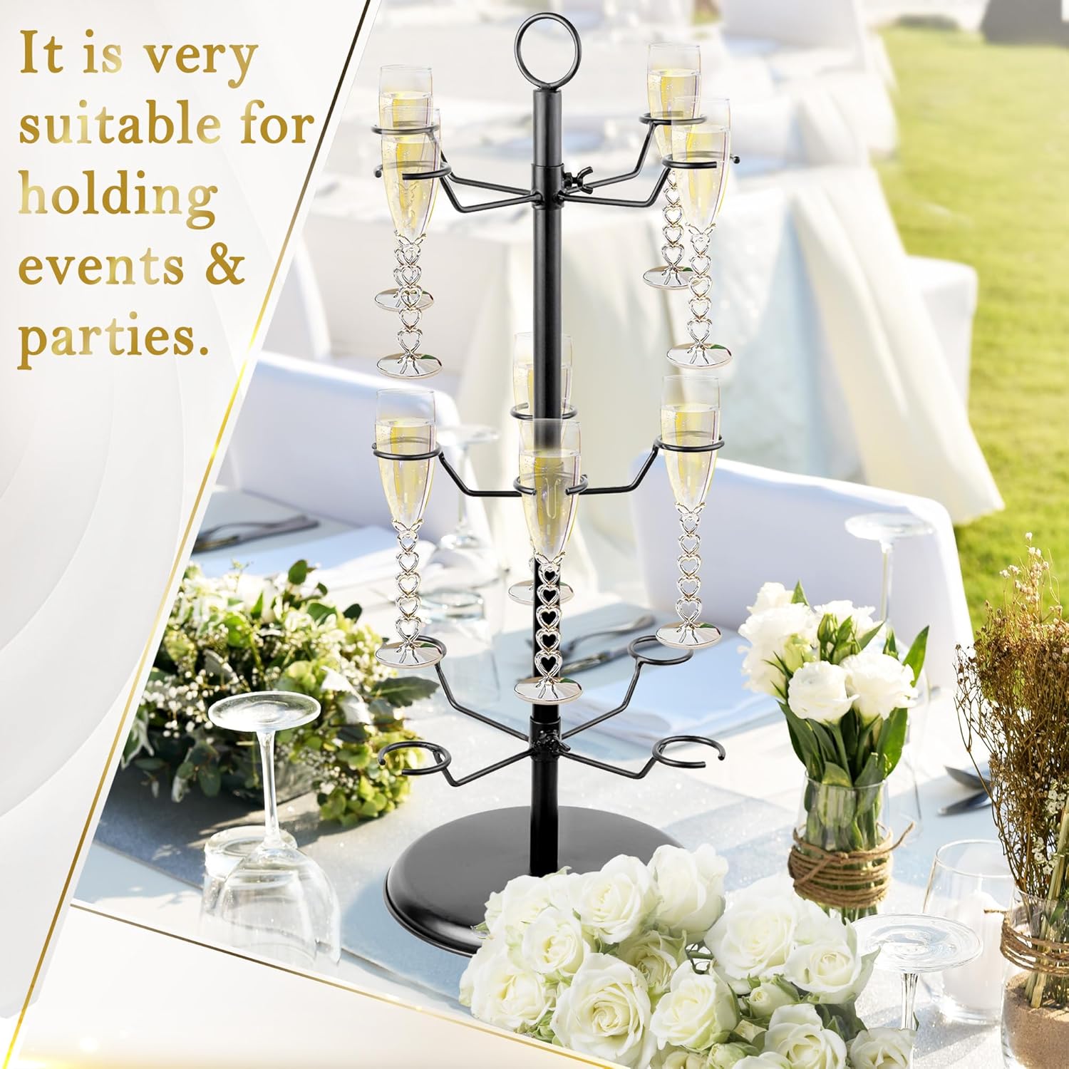 AQAREA 3 Tier Champagne Glass Rack - 12 Holders for Flutes Cocktails