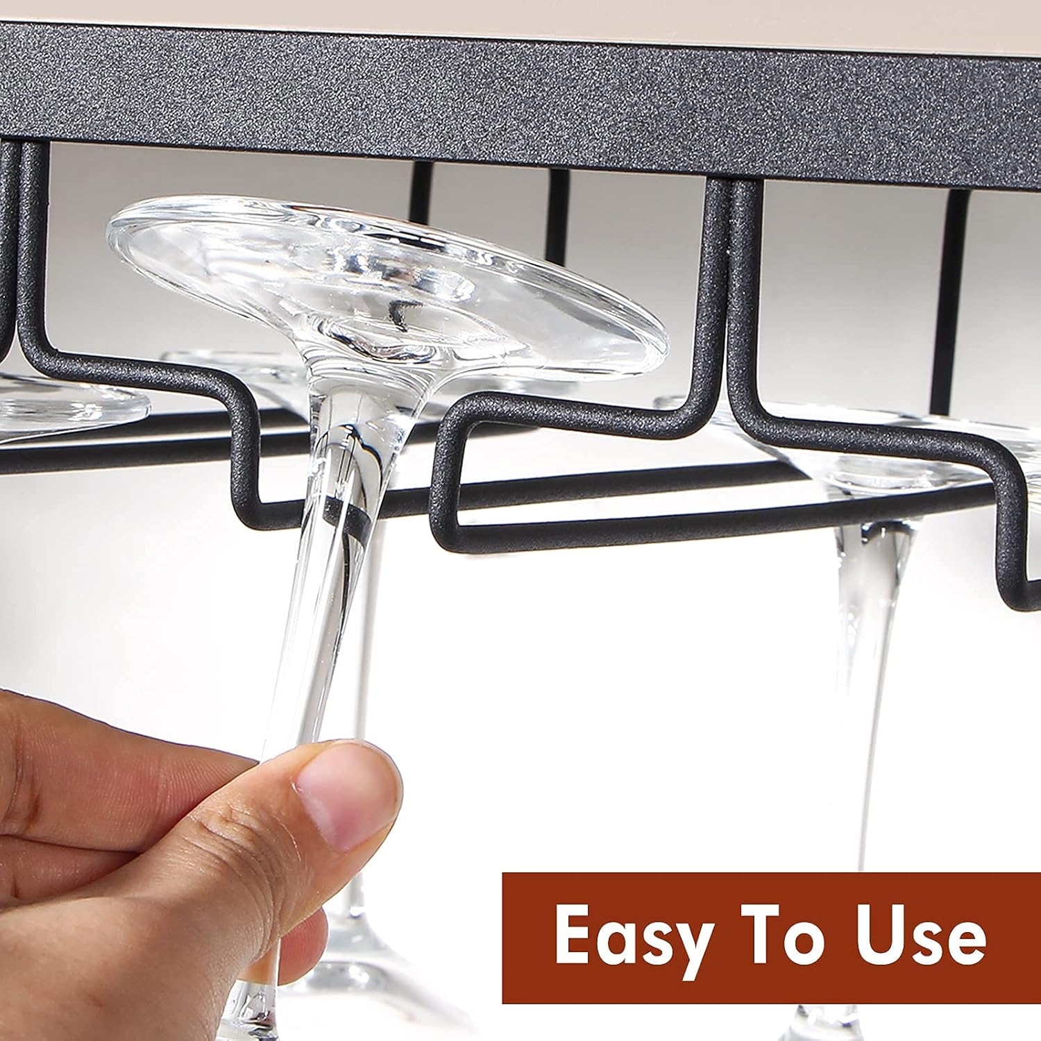 Kamehame Wine Glass Rack Under Cabinet 3 Rows Black