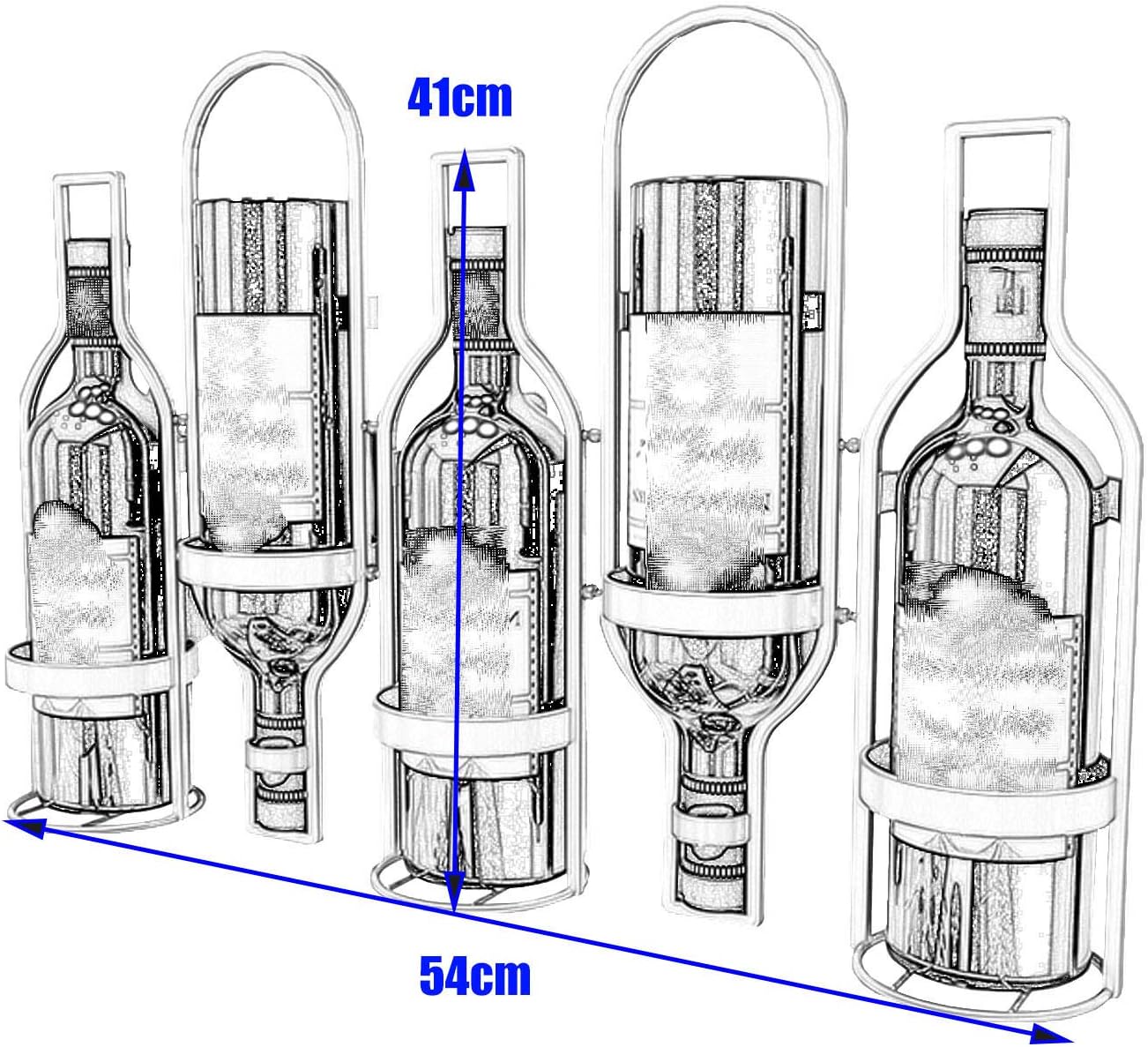 Wall Mounted Wine Bottle Holder Metal Wine Rack - 5 Bottle Capacity