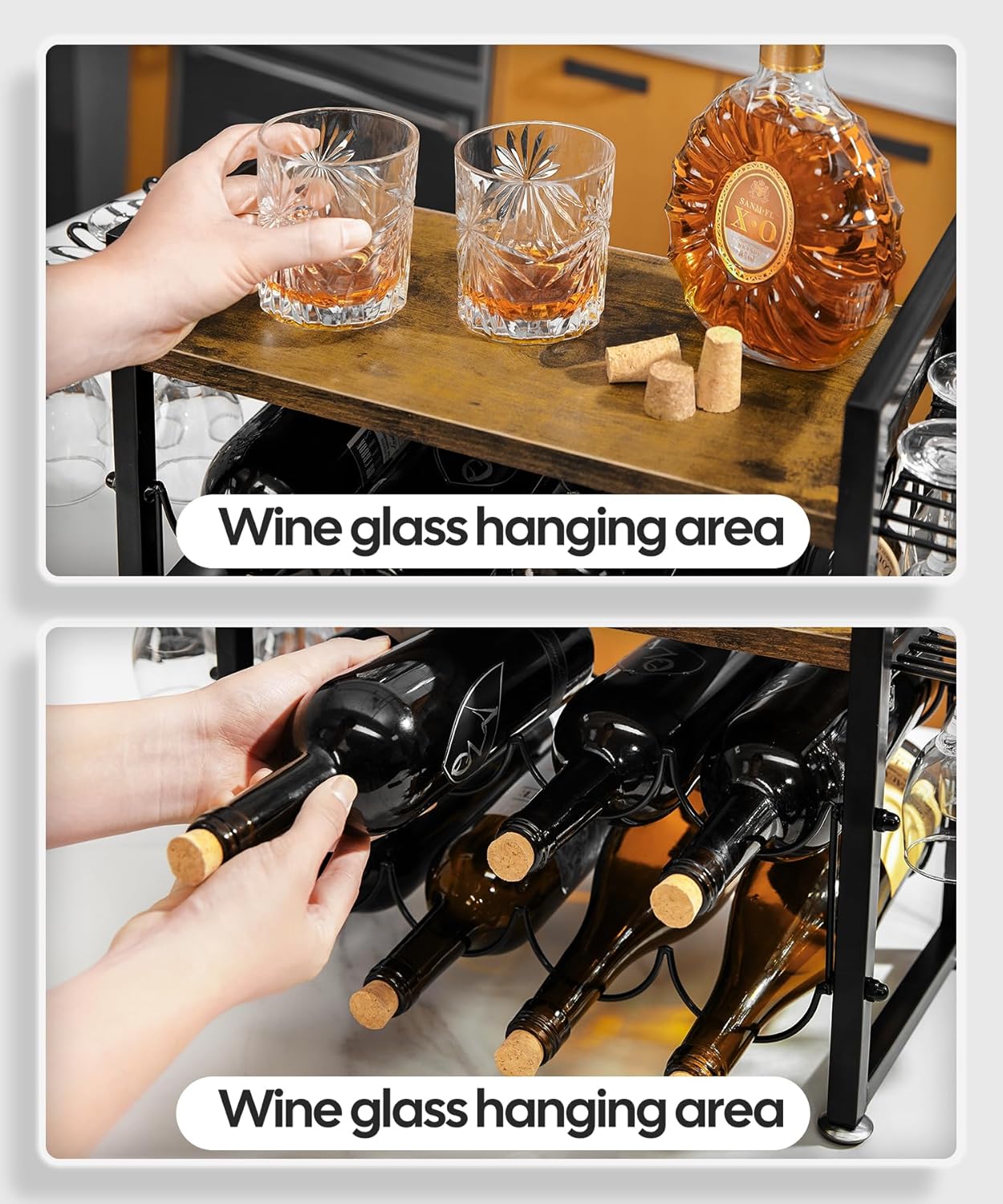 Vilaxing Countertop Wine Rack 8 Bottles 12 Glasses 1