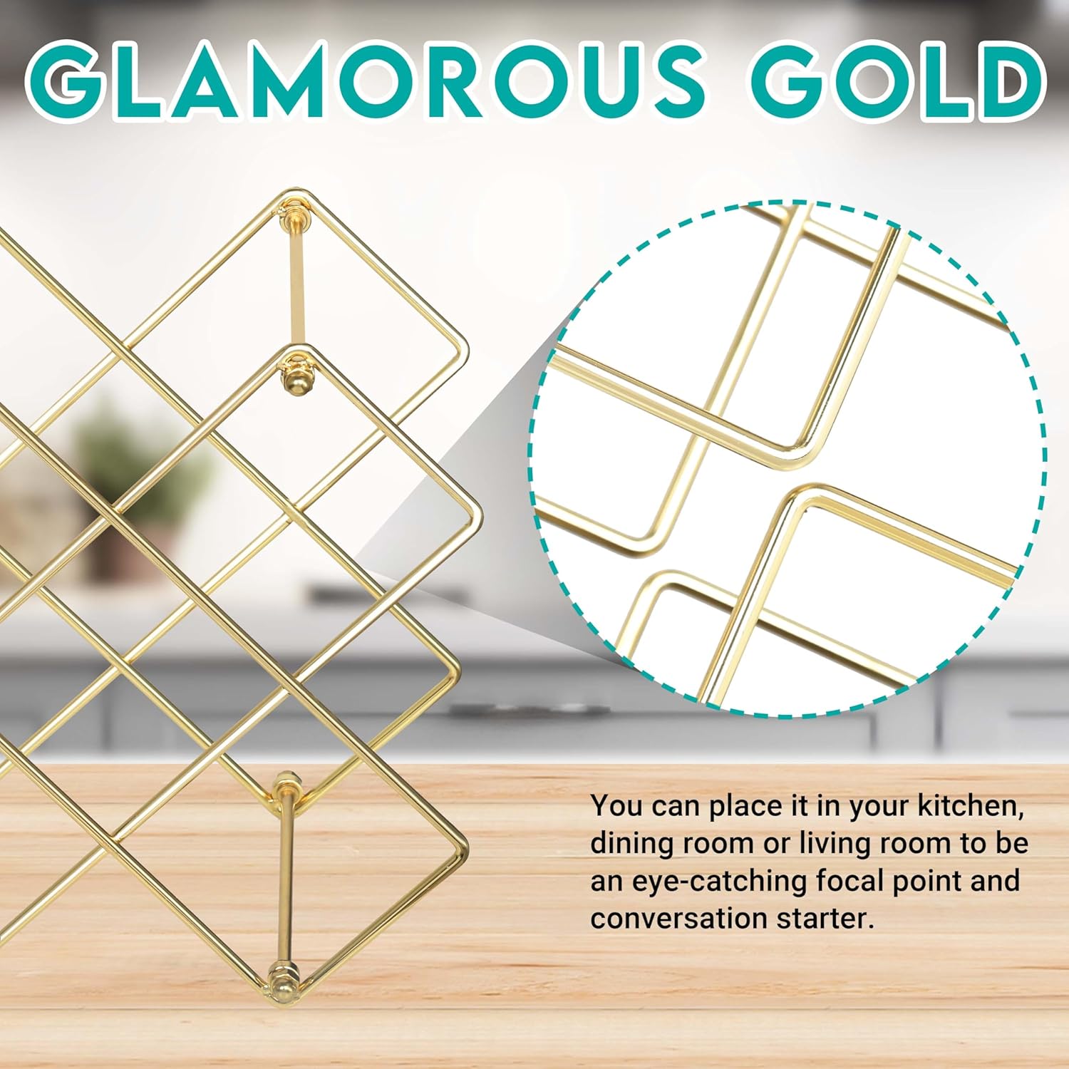 Glamorous Gold Countertop Wine Rack