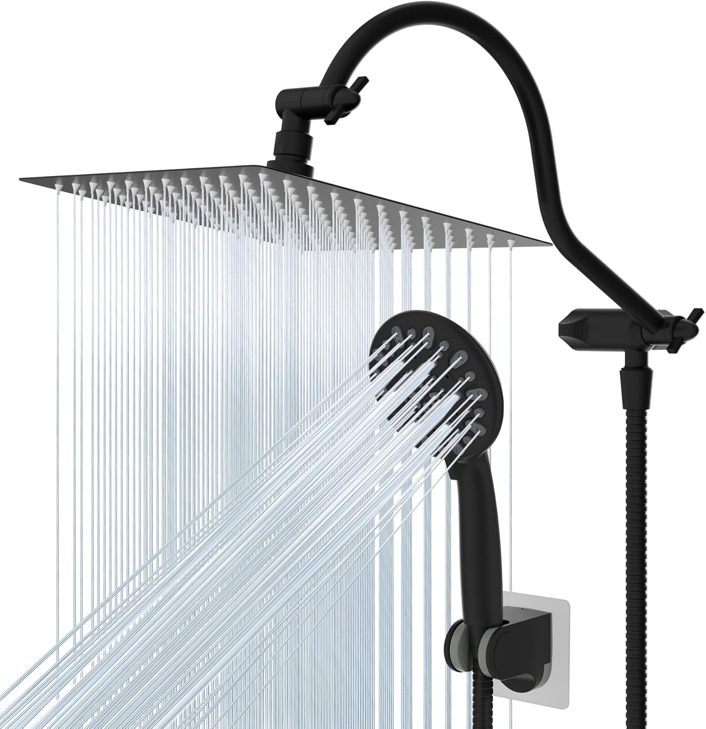 Hibbent All Metal High Pressure 7 Spray Handheld Shower Head Combo