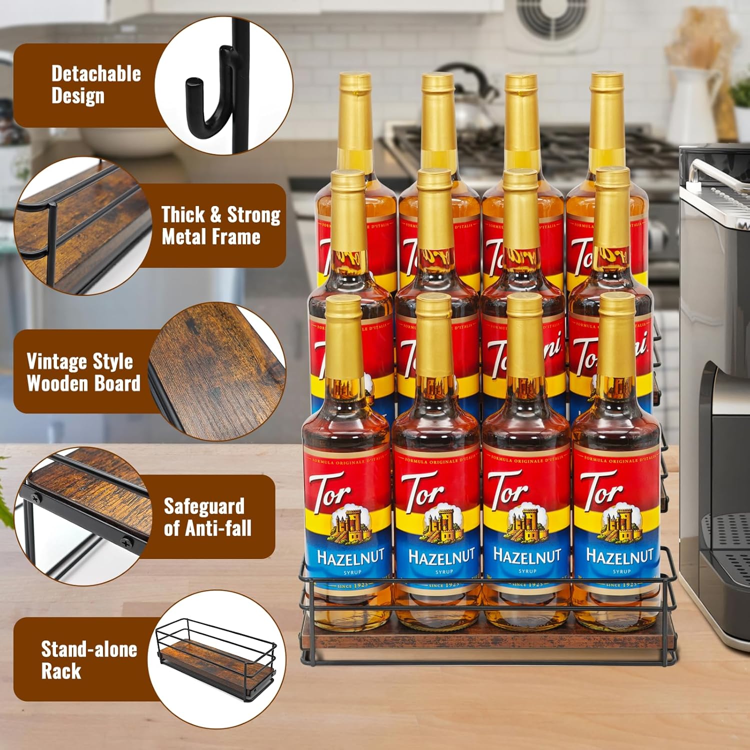 AUATRONNE 3 Tier Coffee Syrup Rack Organizer