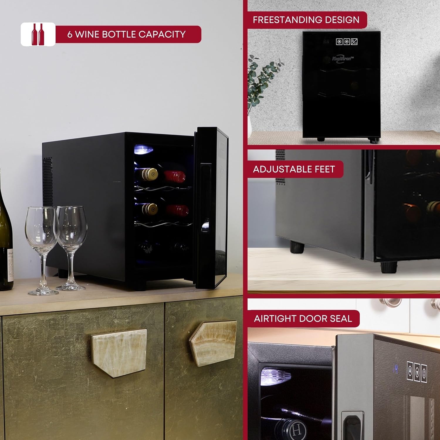 Koolatron 6 Bottle Wine Cooler with UV Glass Door